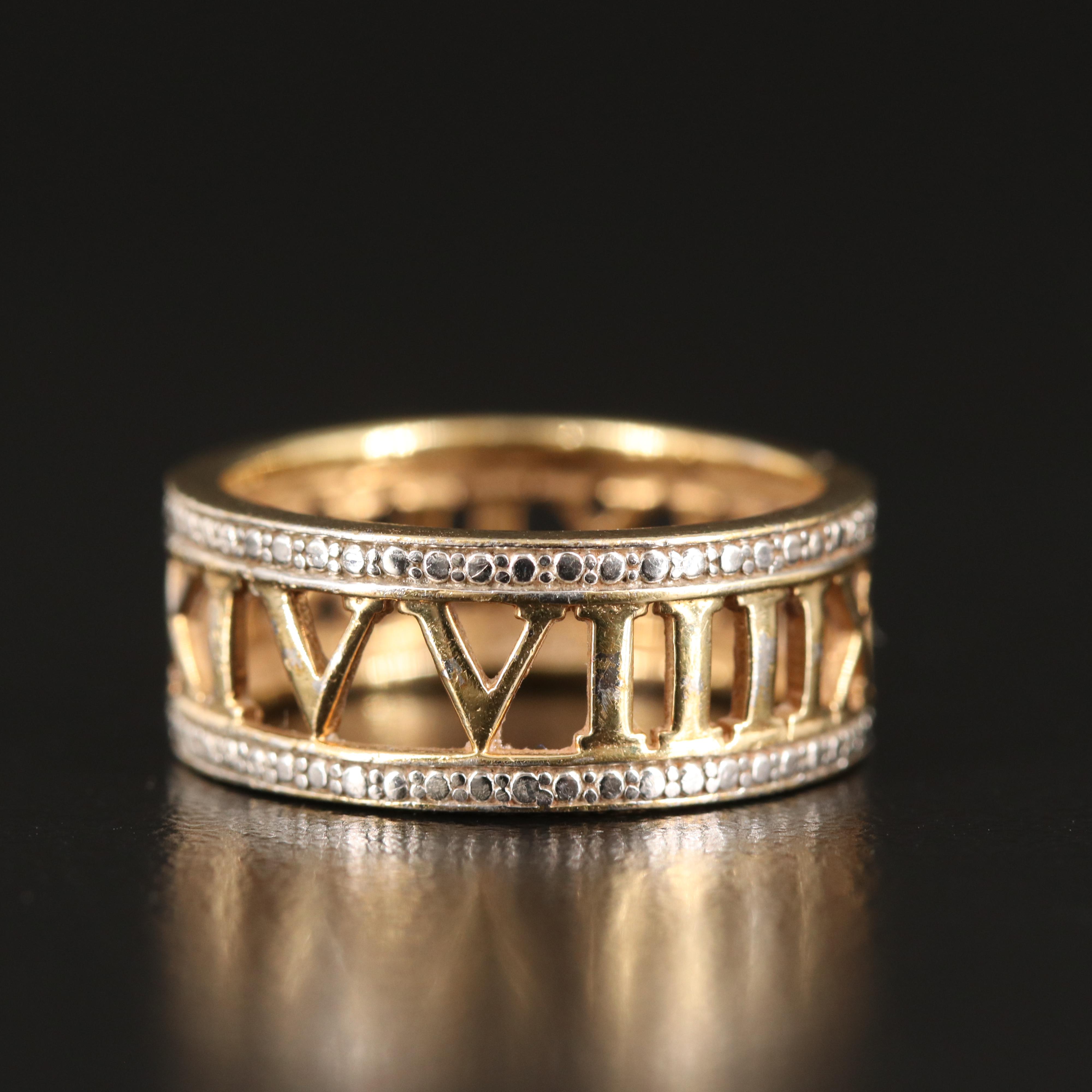Diamond Roman Numeral Band in Sterling