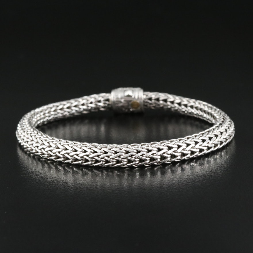John Hardy "Classic" Diamond Chain Bracelet in Sterling with 18K Accents