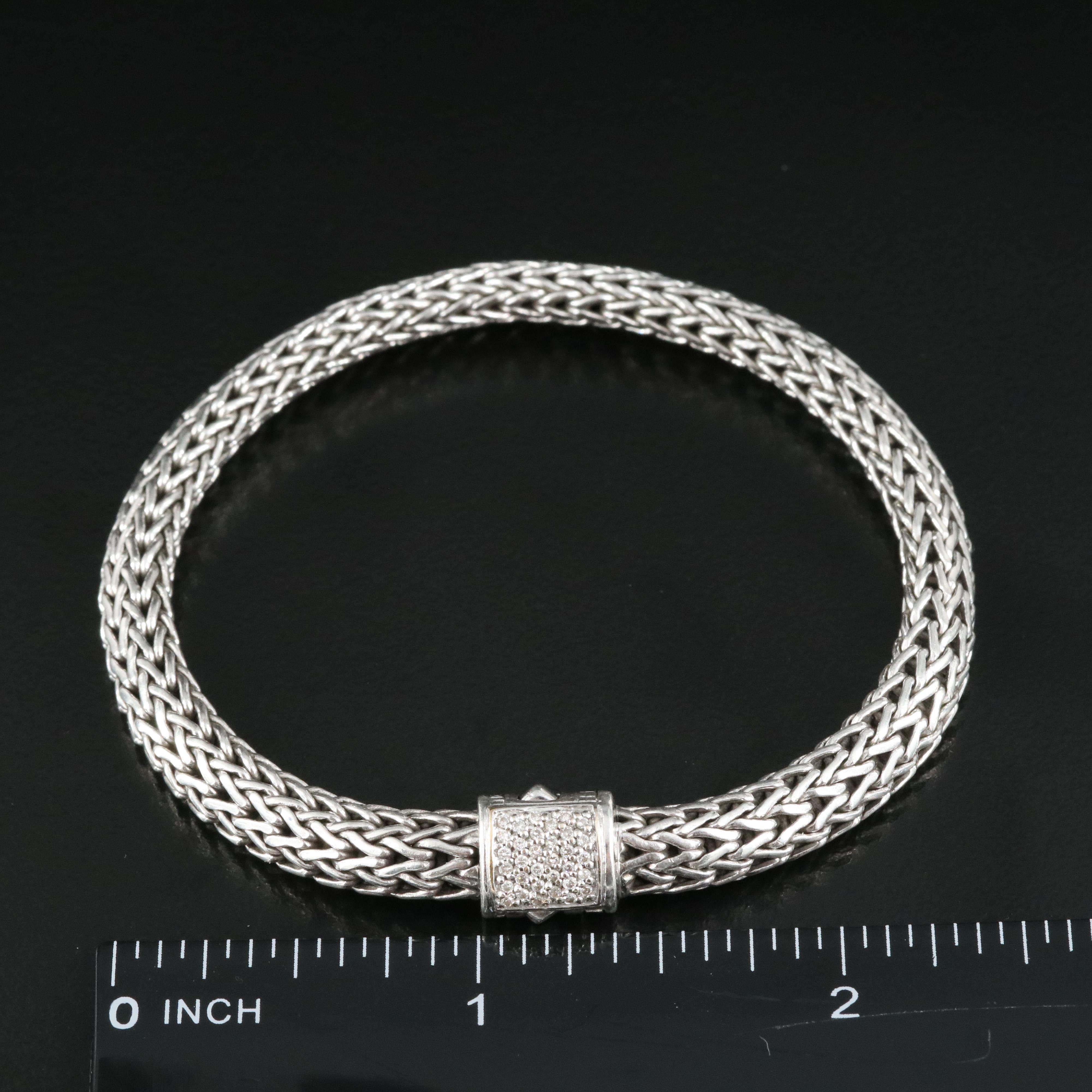 John Hardy "Classic" Diamond Chain Bracelet in Sterling with 18K Accents
