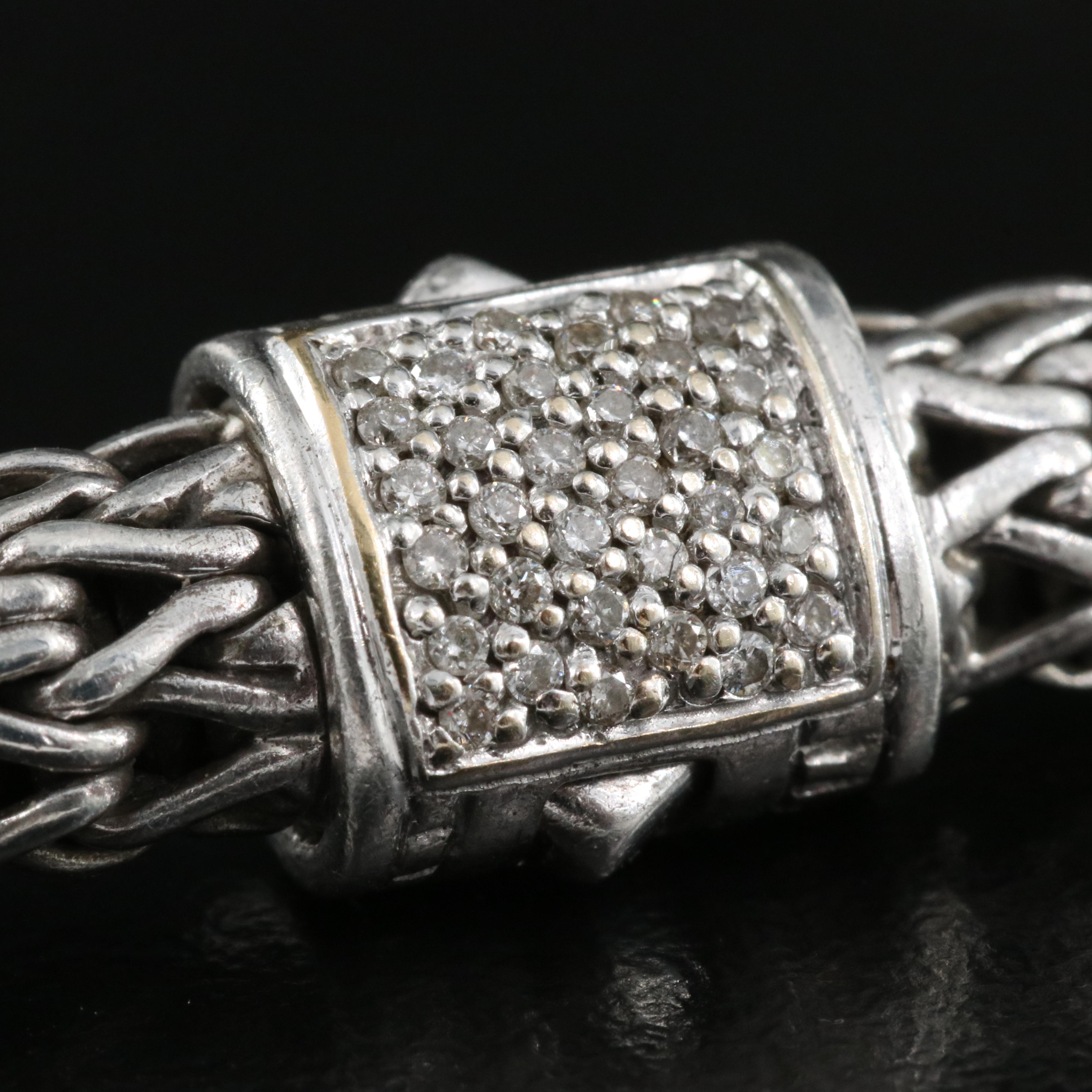 John Hardy "Classic" Diamond Chain Bracelet in Sterling with 18K Accents