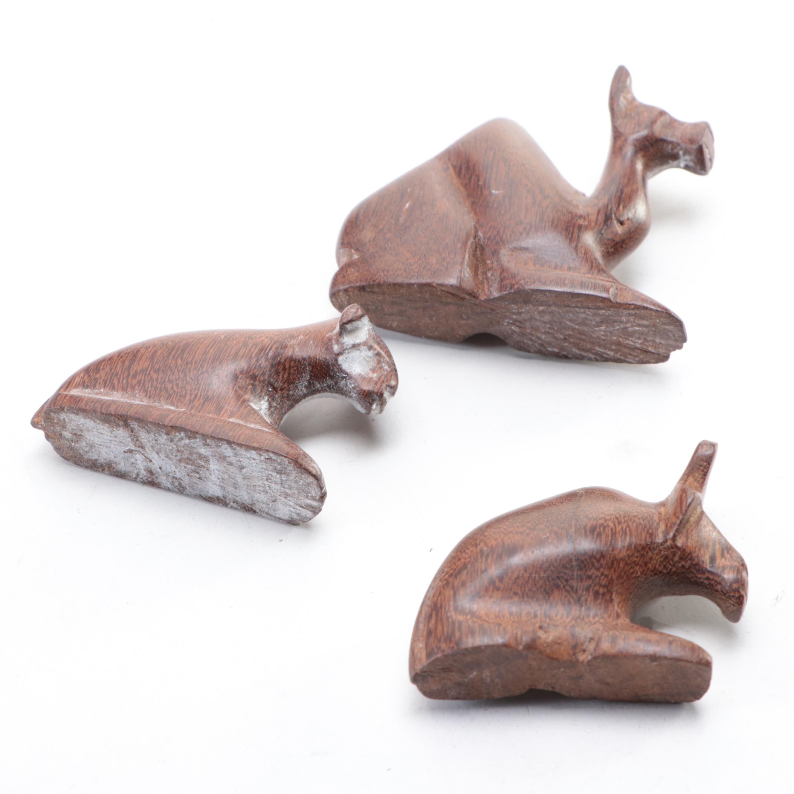 Anglo-Indian Style Hand-Carved Wood Christmas Nativity Figurines