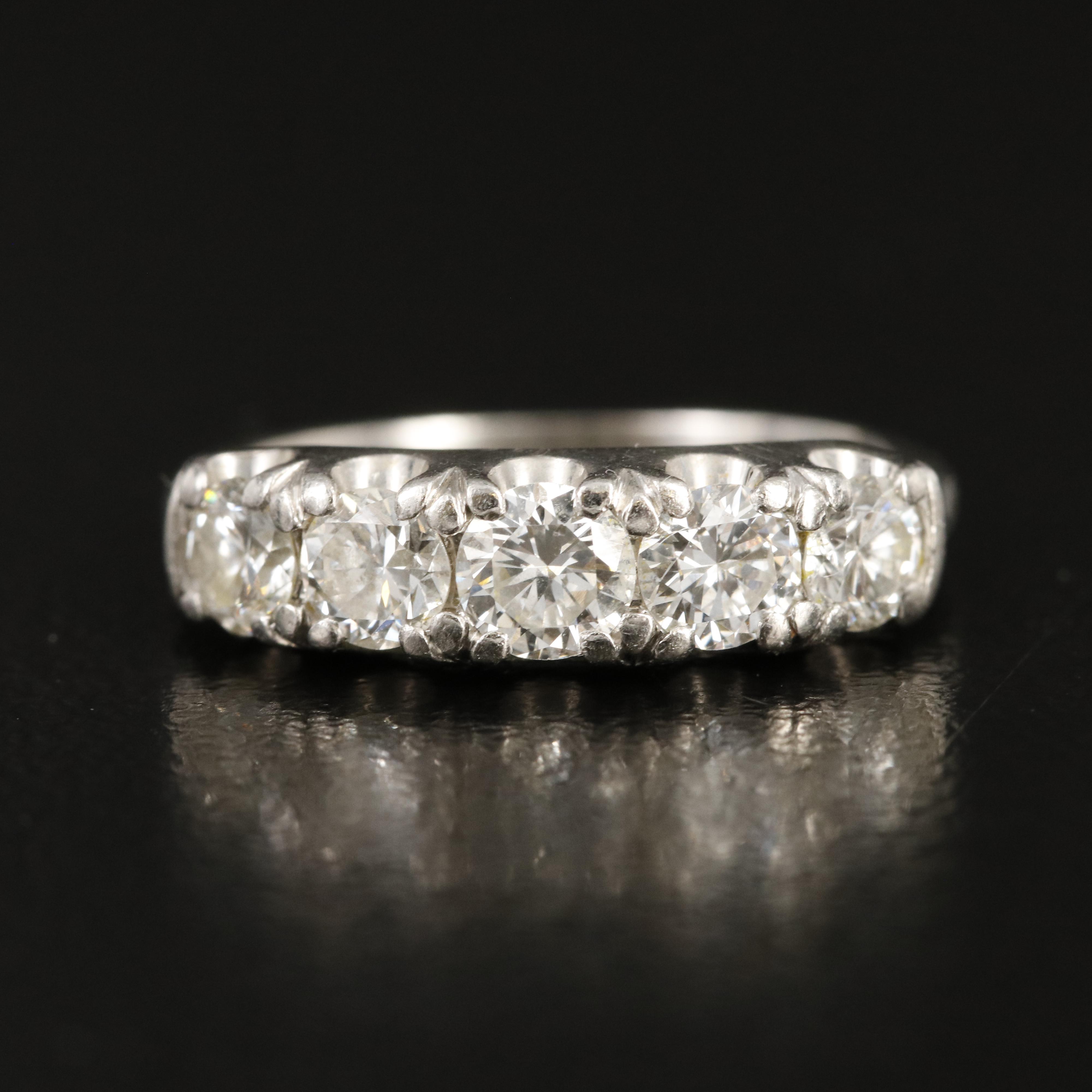 Platinum 0.91 CTW Diamond Five Stone Band
