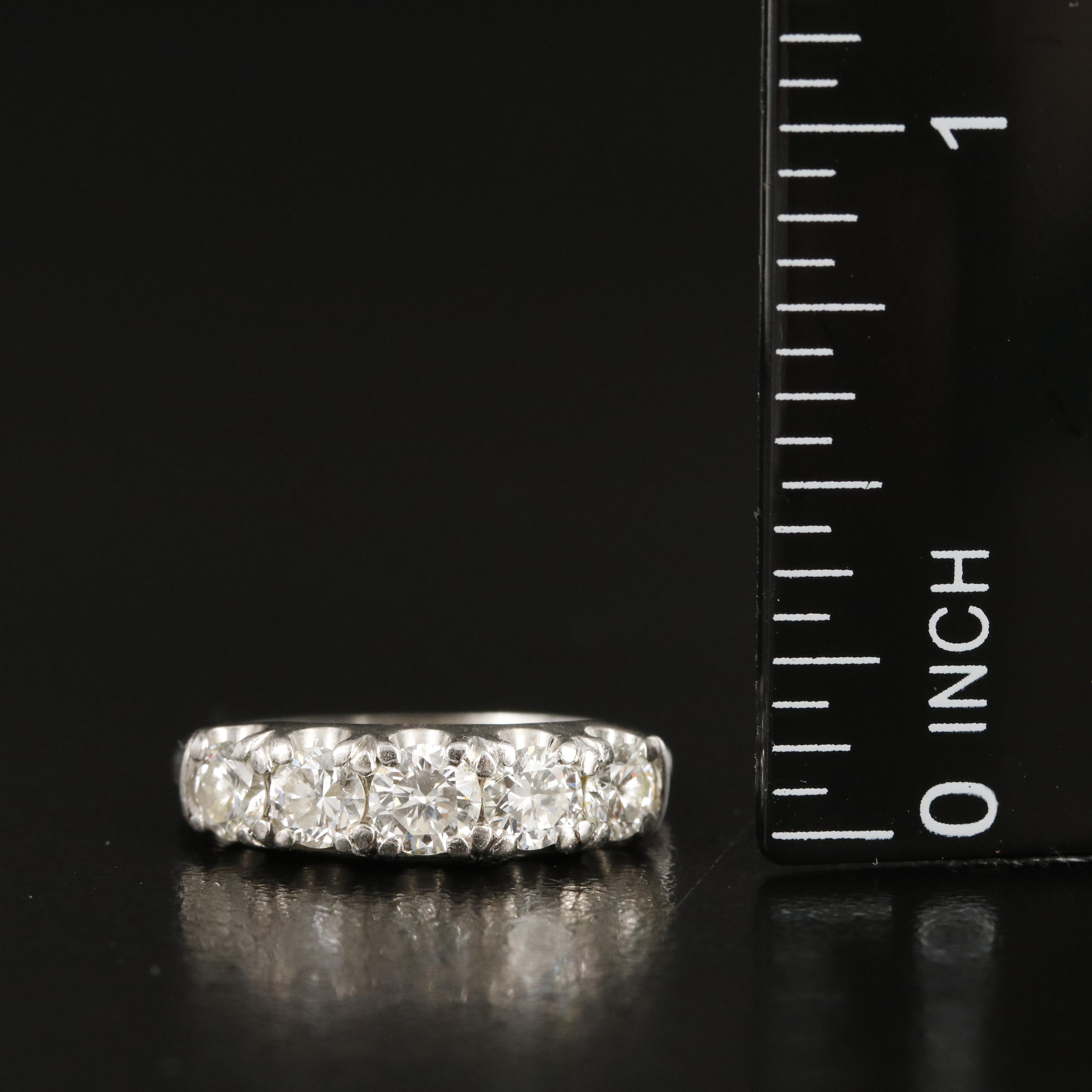 Platinum 0.91 CTW Diamond Five Stone Band