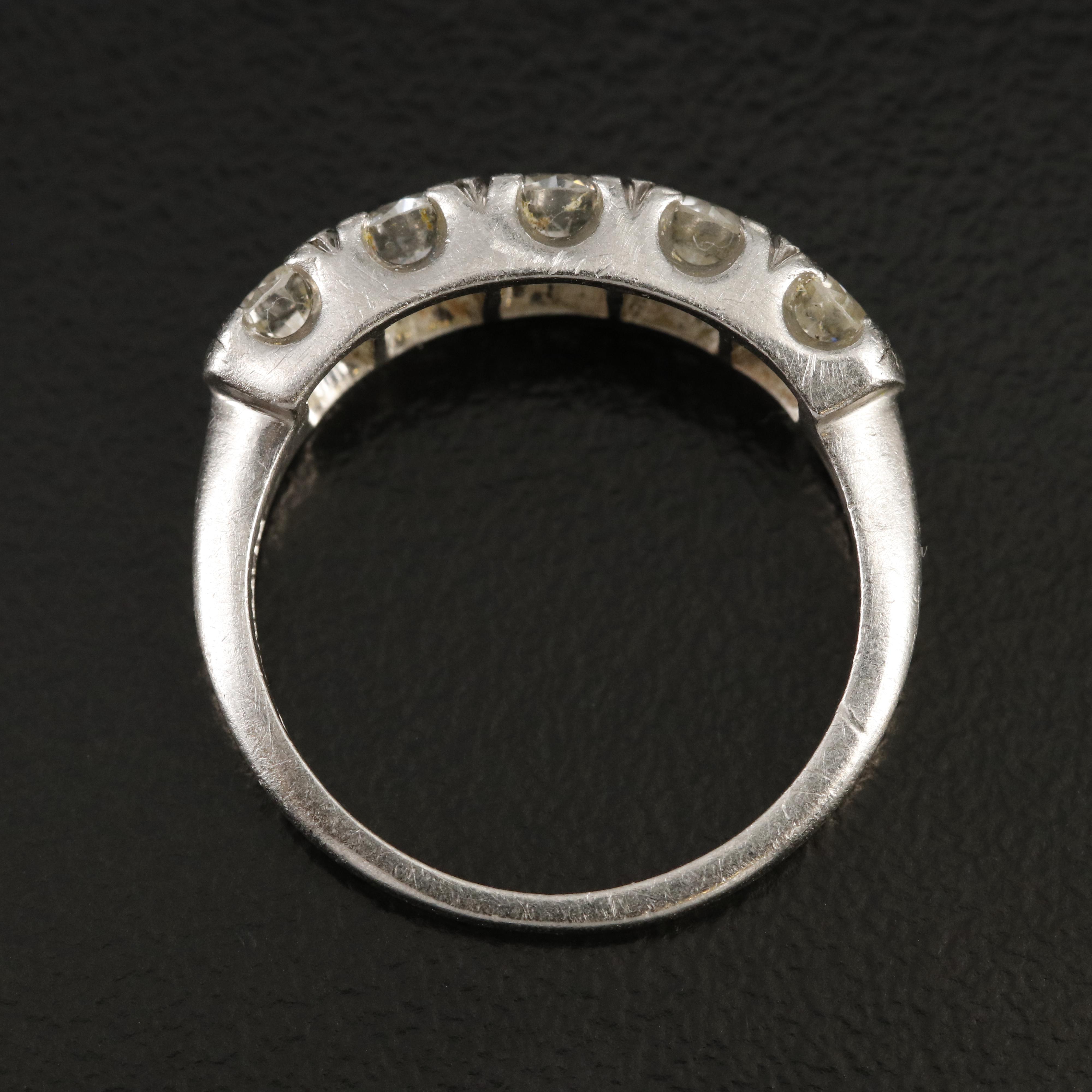 Platinum 0.91 CTW Diamond Five Stone Band