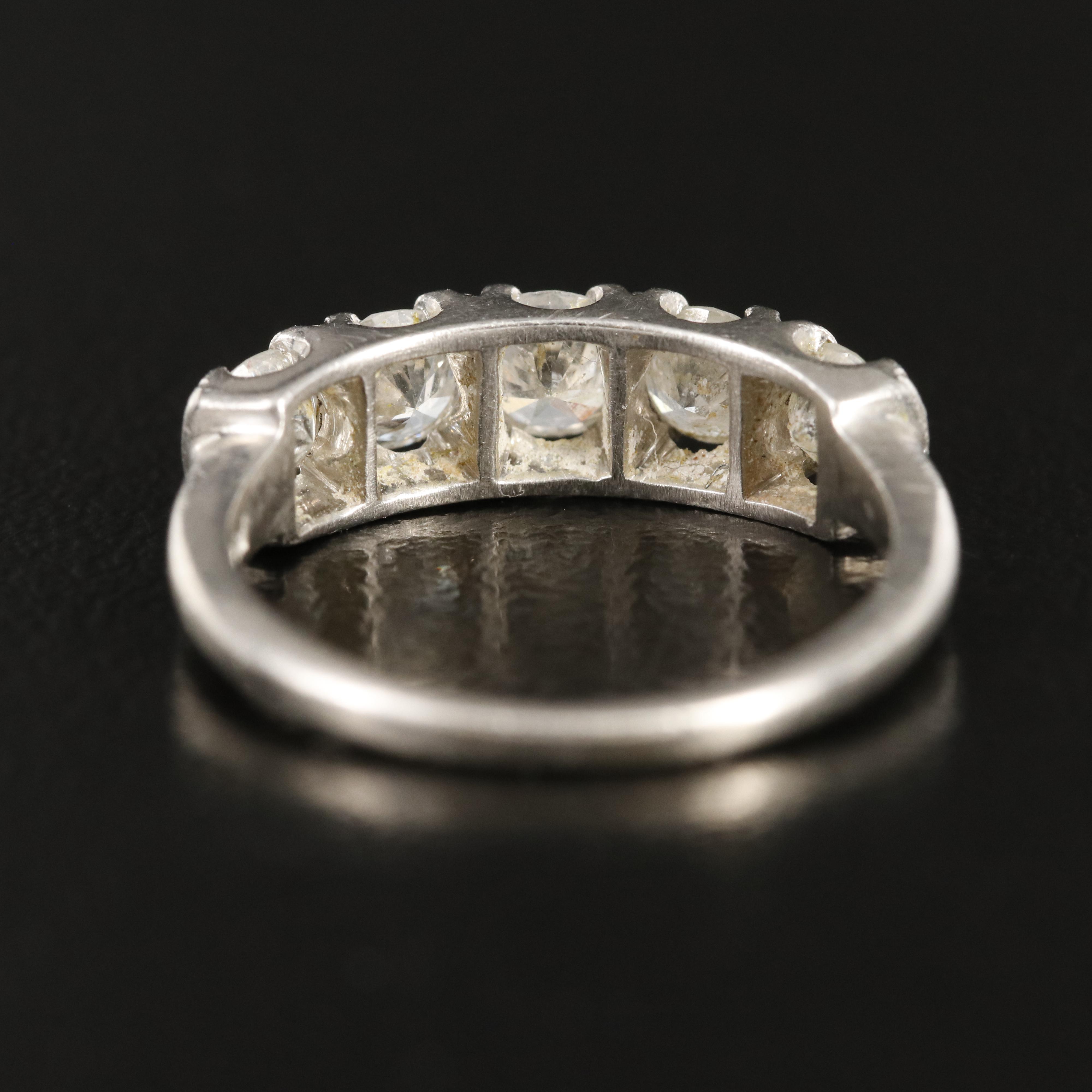 Platinum 0.91 CTW Diamond Five Stone Band