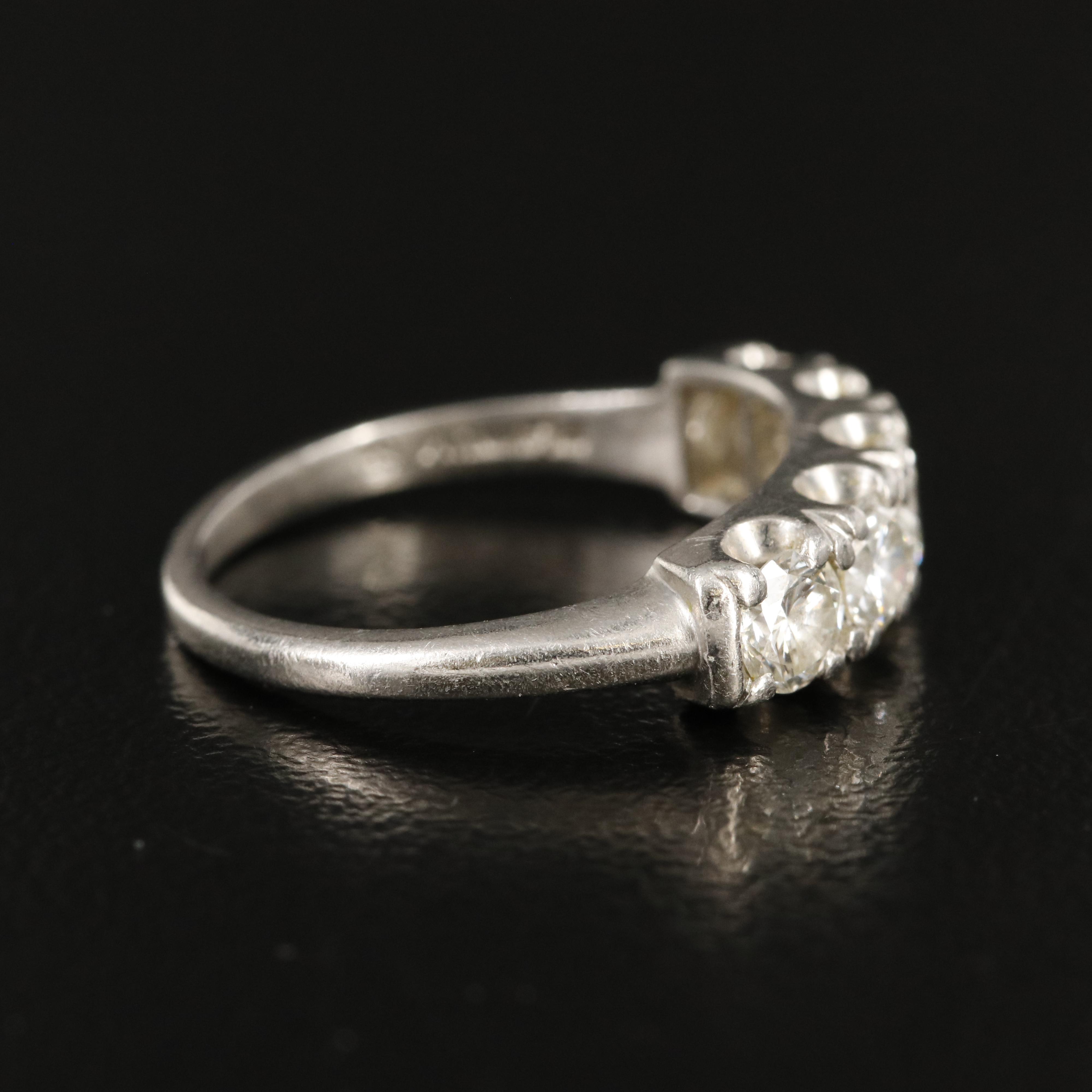 Platinum 0.91 CTW Diamond Five Stone Band