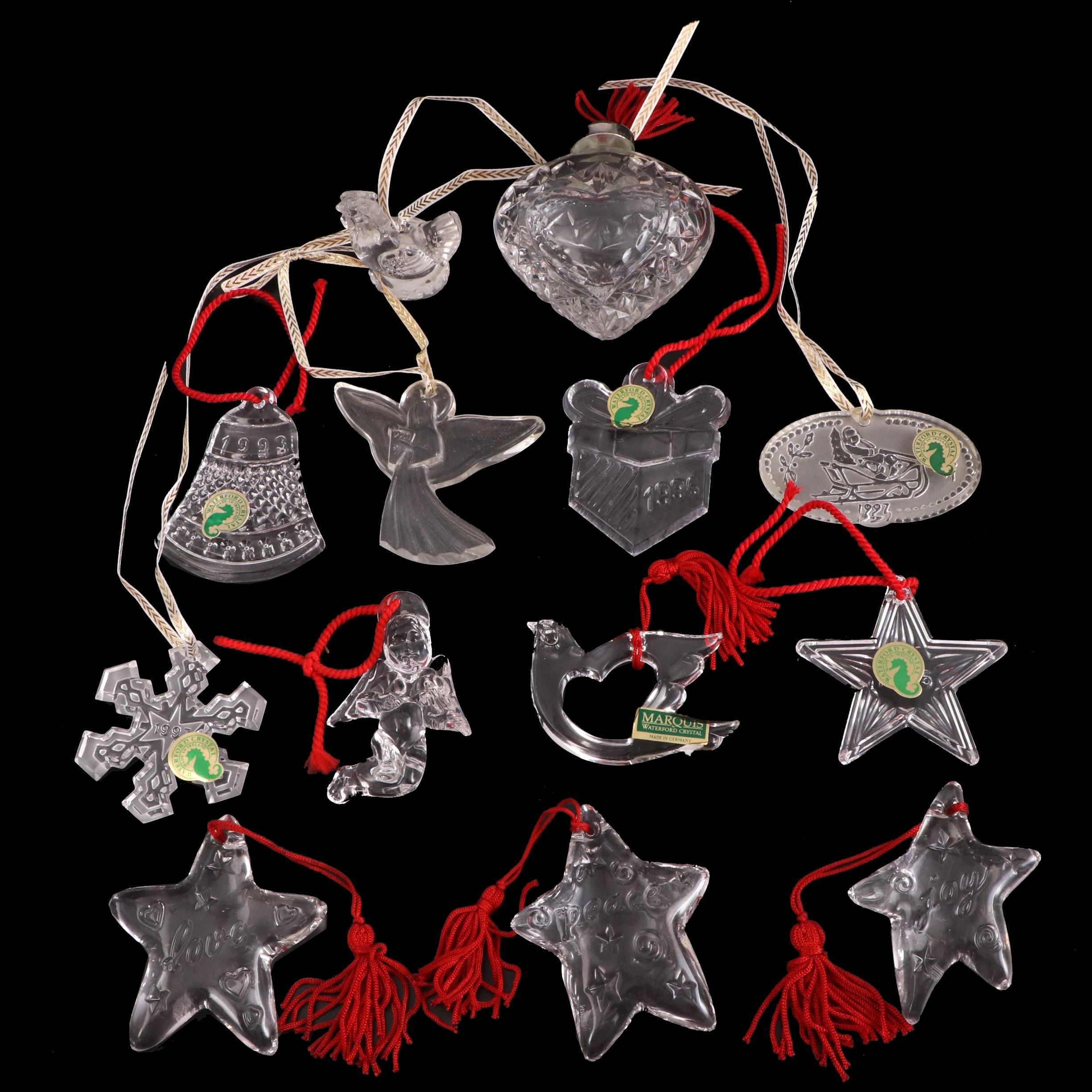11 Marquis and Waterford Crystal Christmas Tree Ornaments