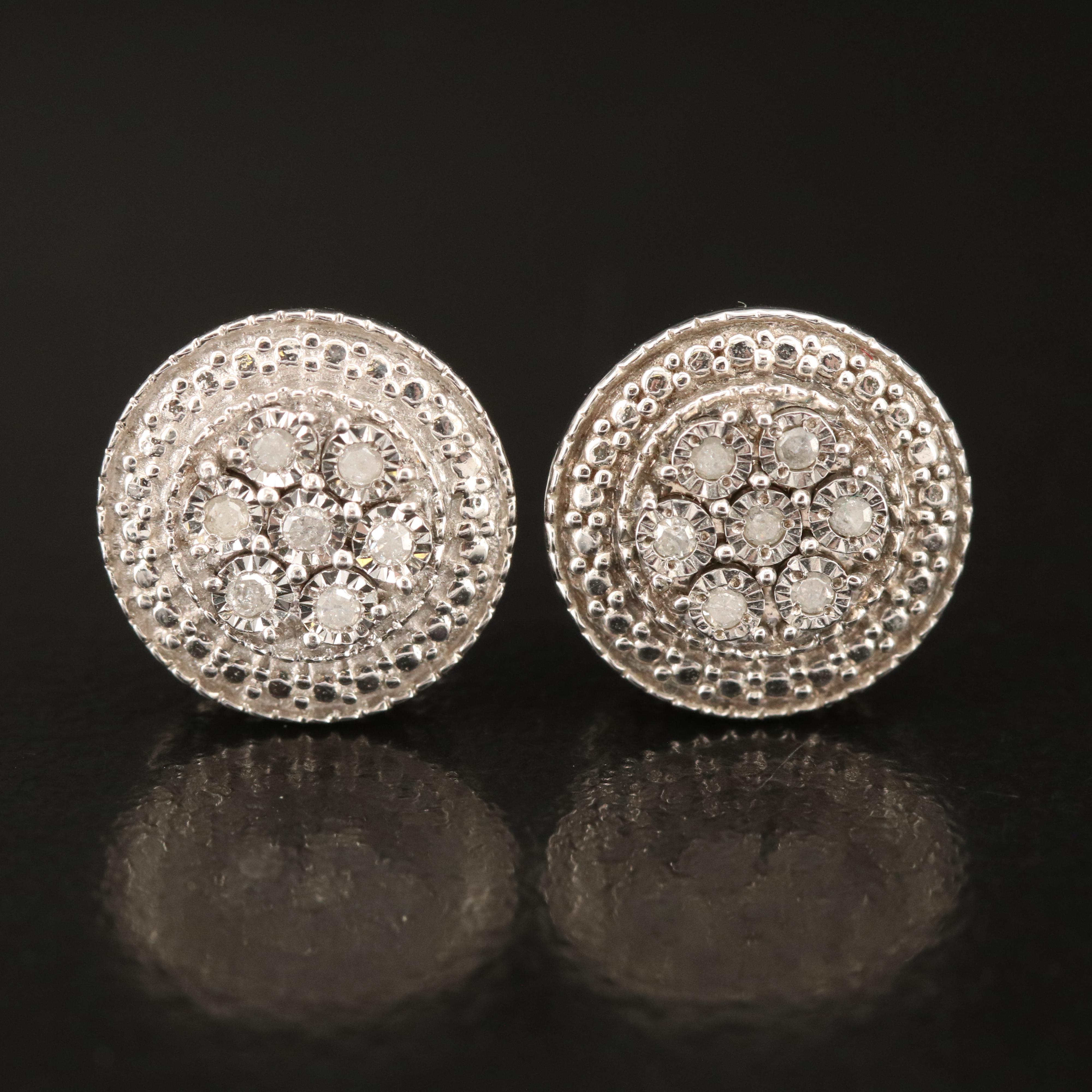 Sterling Diamond Stud Earrings
