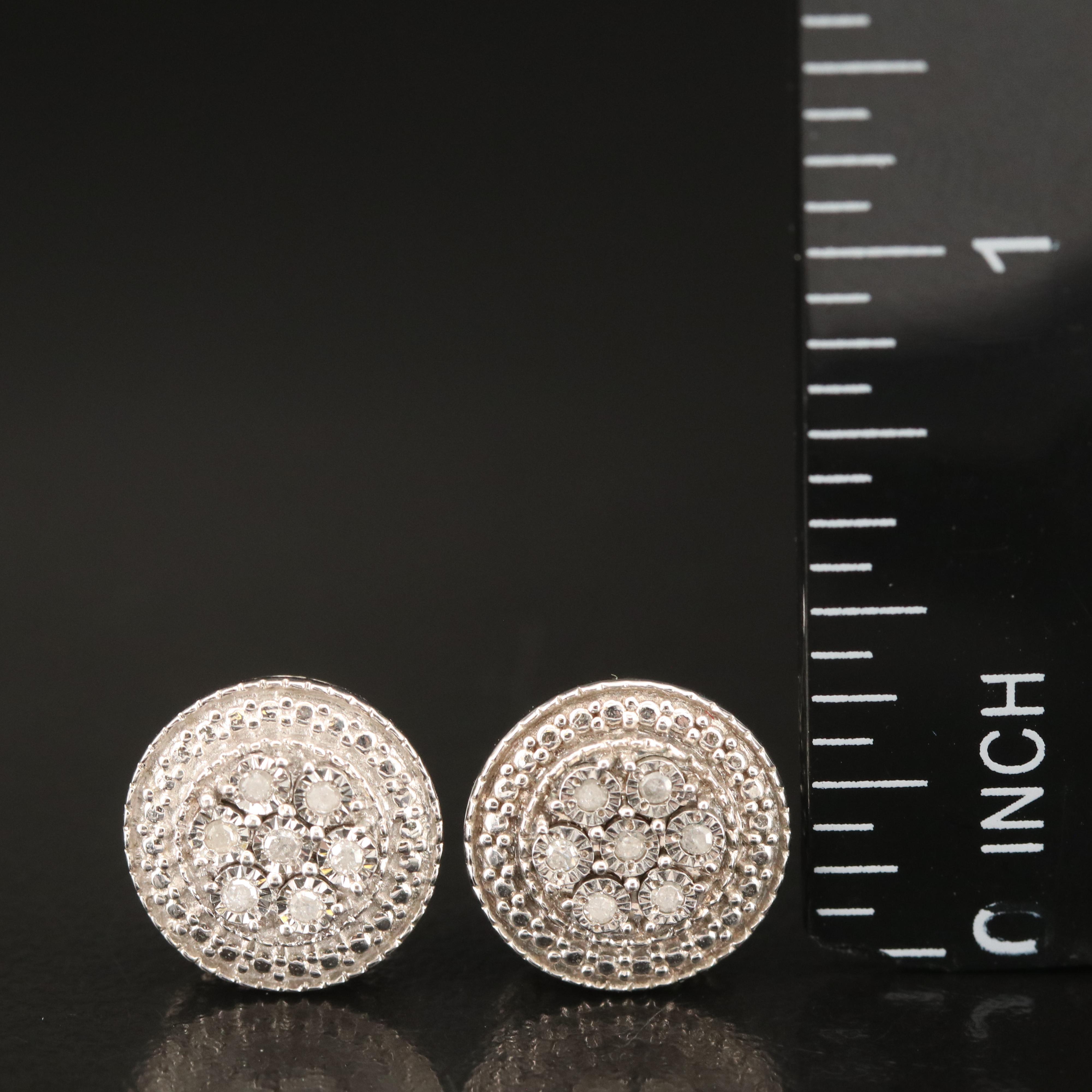 Sterling Diamond Stud Earrings