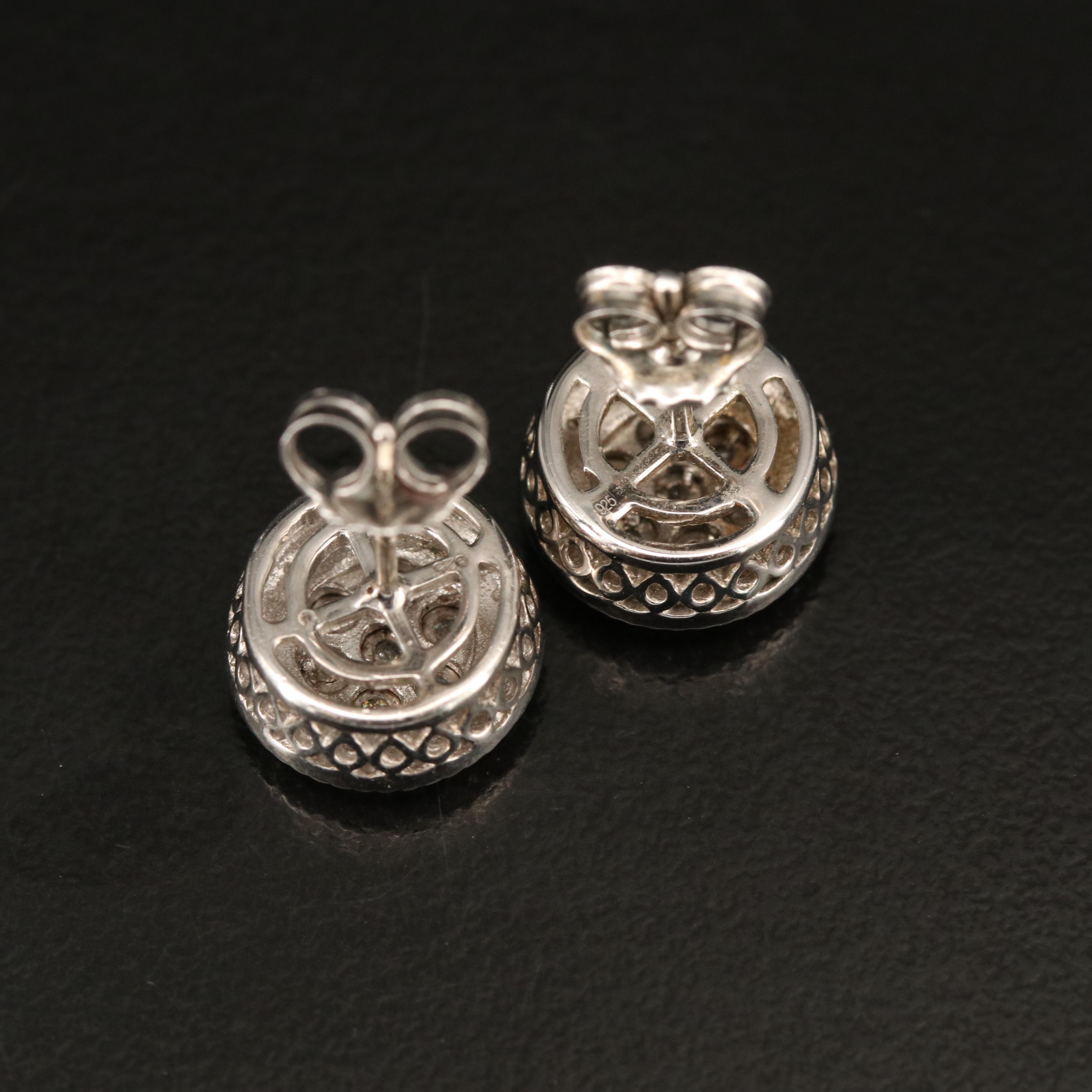 Sterling Diamond Stud Earrings