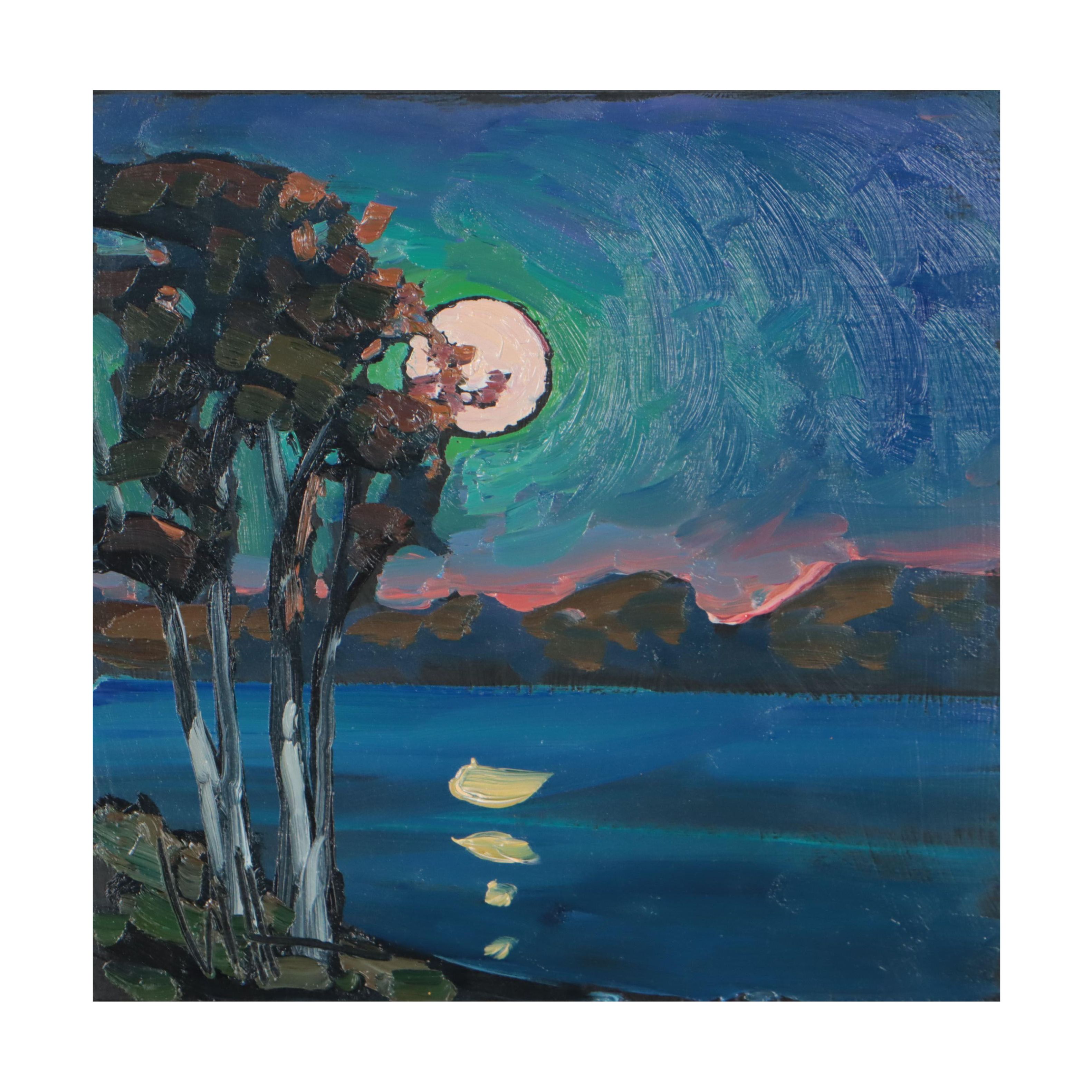 William Hawkins Oil Painting "Hear the Moon," 2022