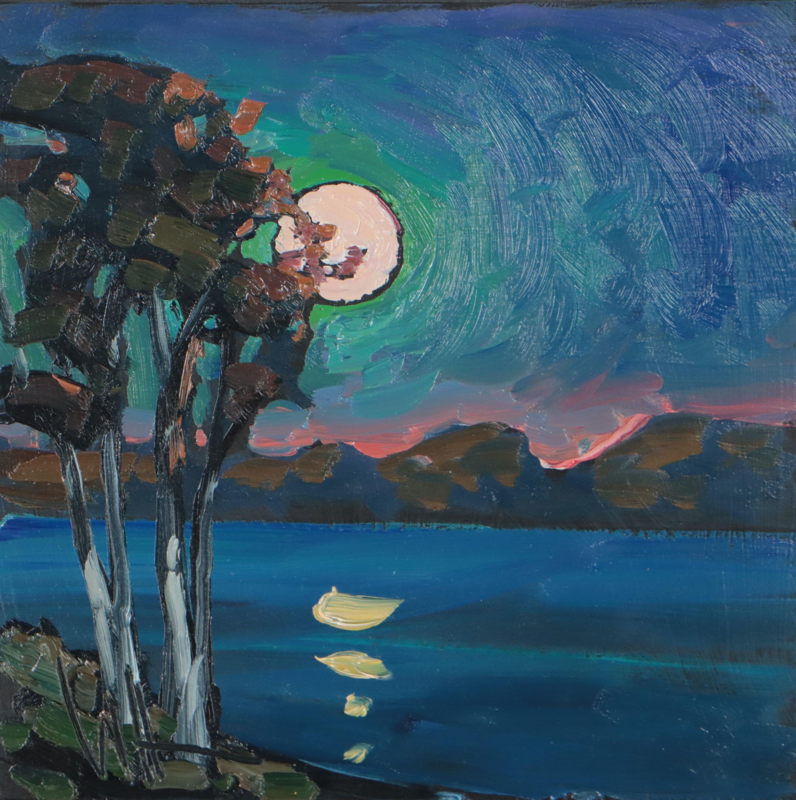 William Hawkins Oil Painting "Hear the Moon," 2022