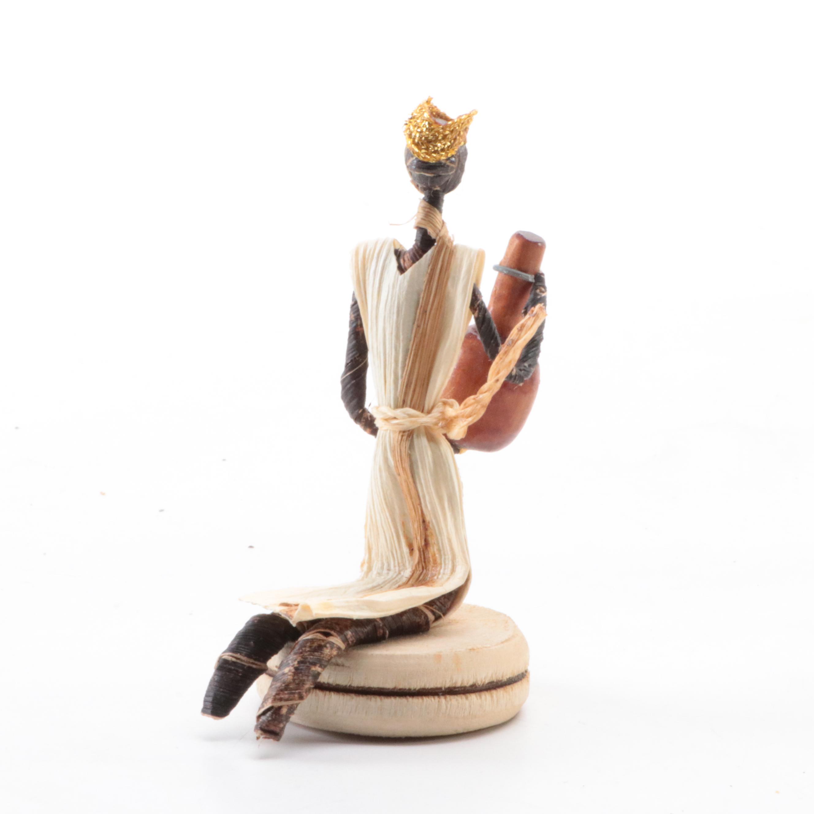 Congo African Christmas Nativity Banana Fiber, Bead and Wood Figurines