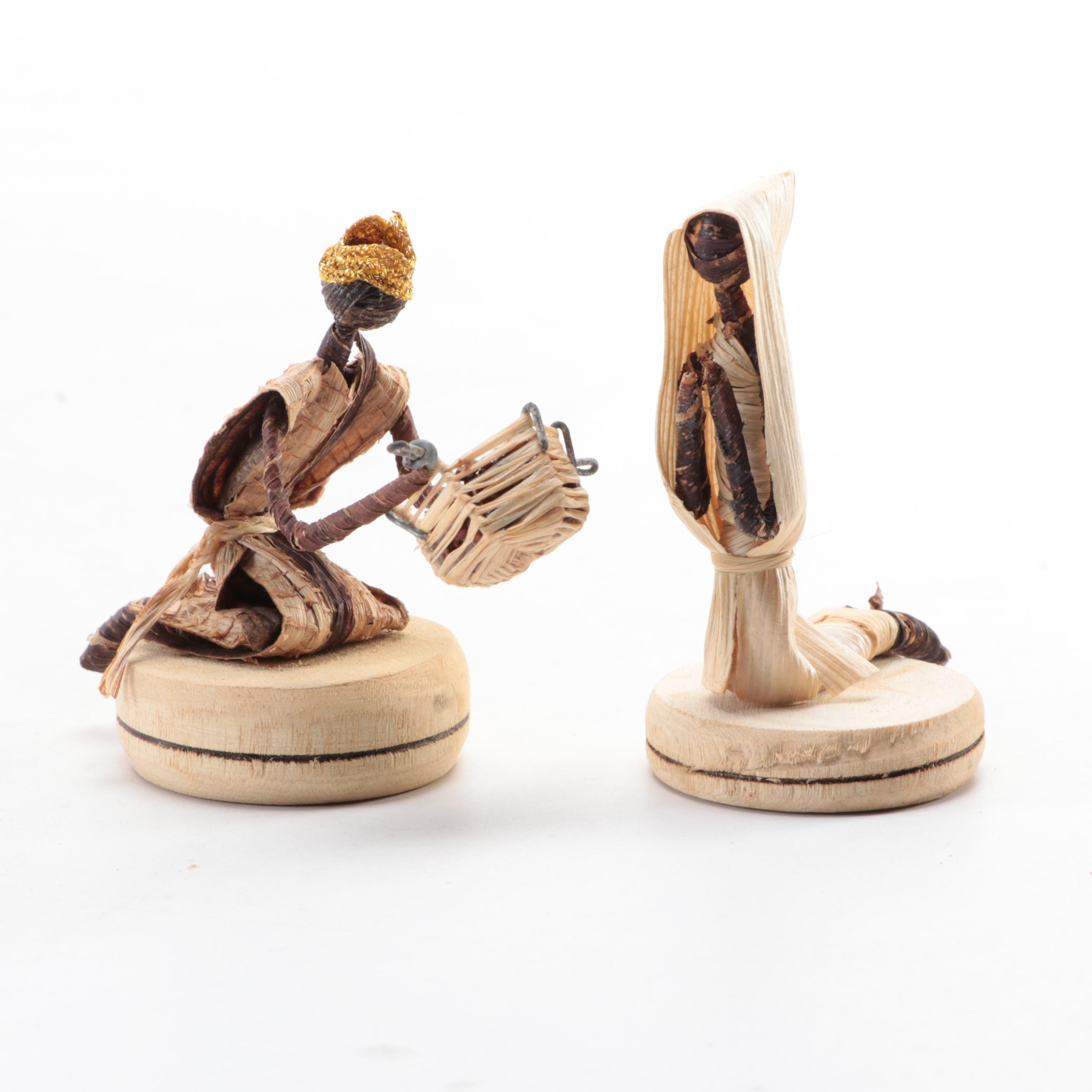Congo African Christmas Nativity Banana Fiber, Bead and Wood Figurines