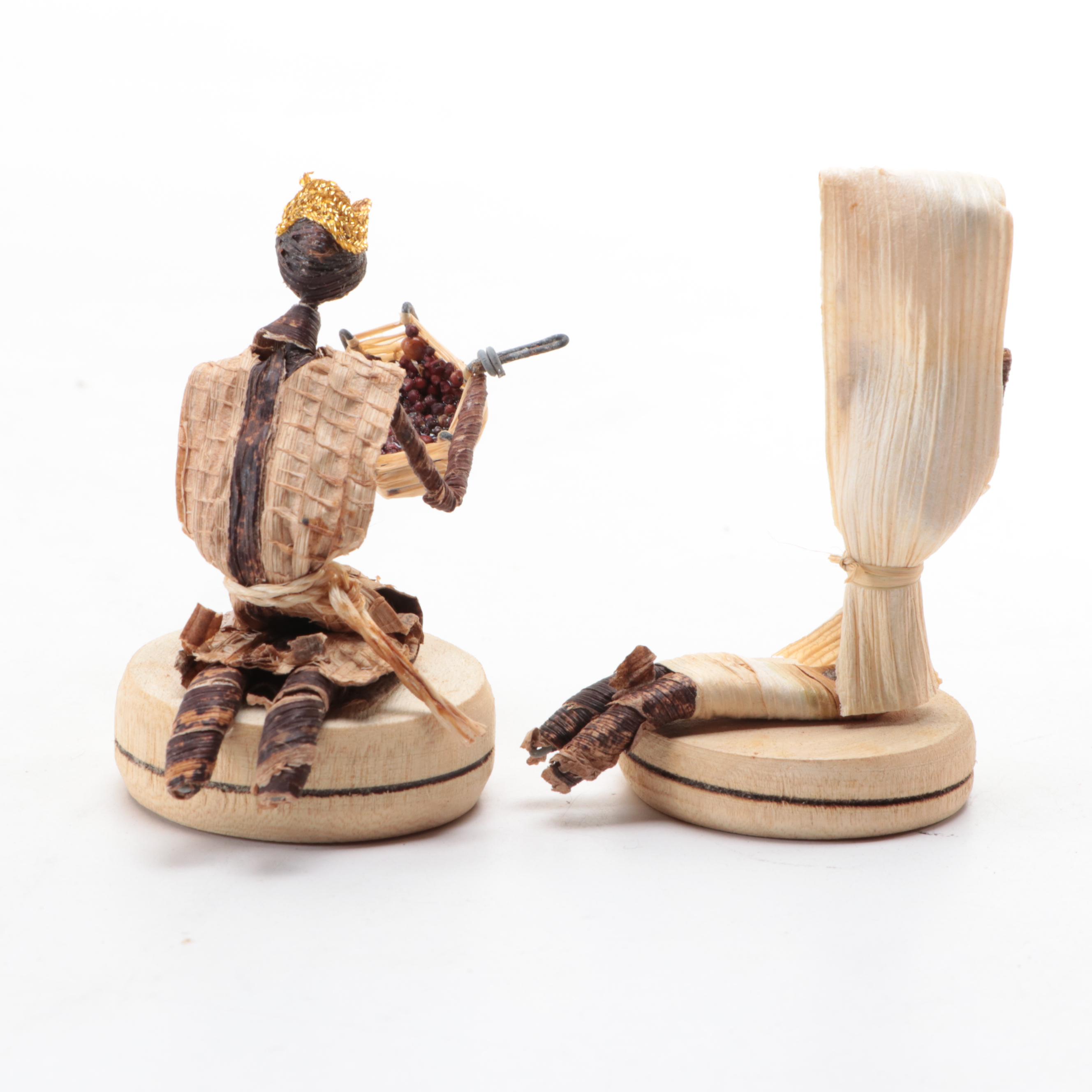 Congo African Christmas Nativity Banana Fiber, Bead and Wood Figurines