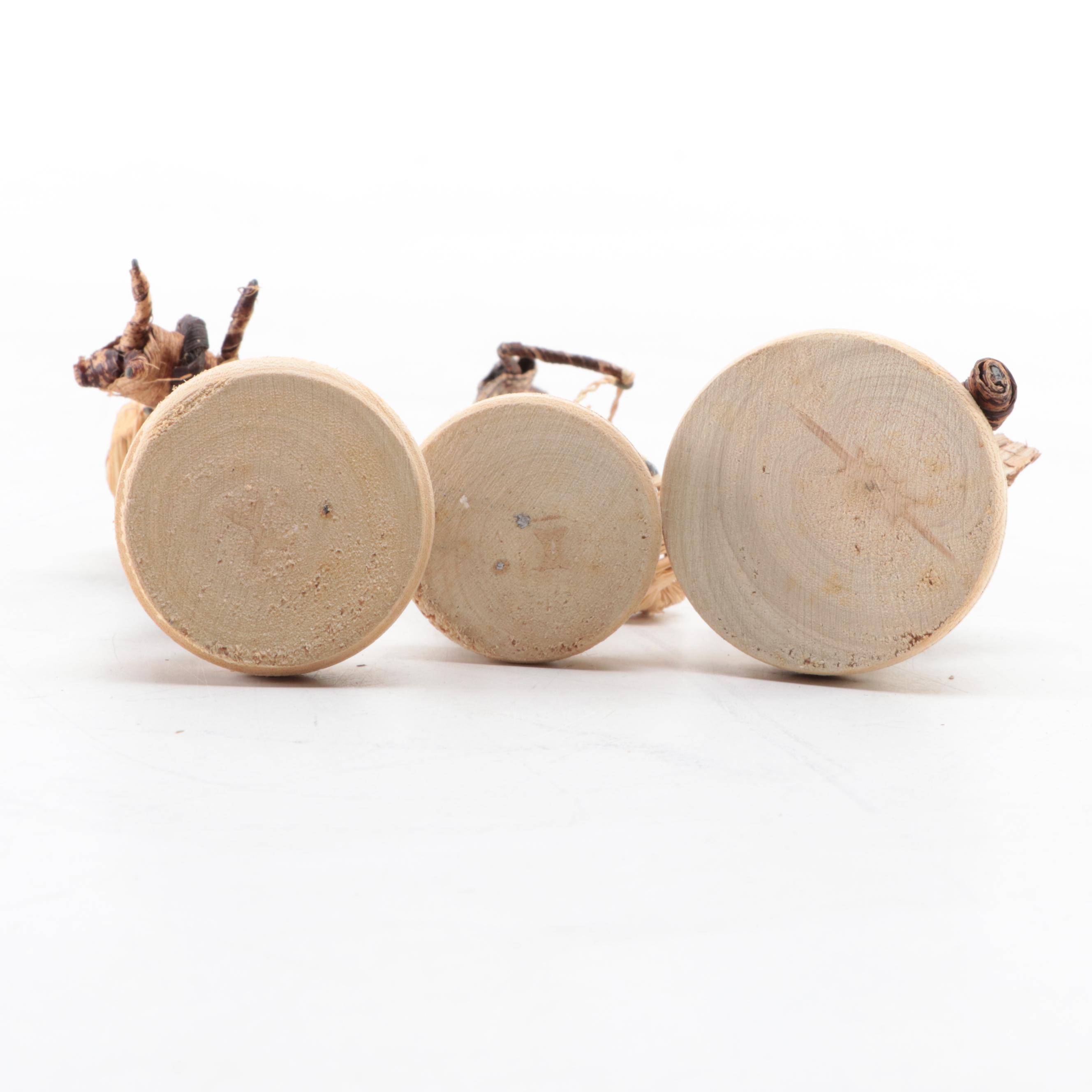 Congo African Christmas Nativity Banana Fiber, Bead and Wood Figurines