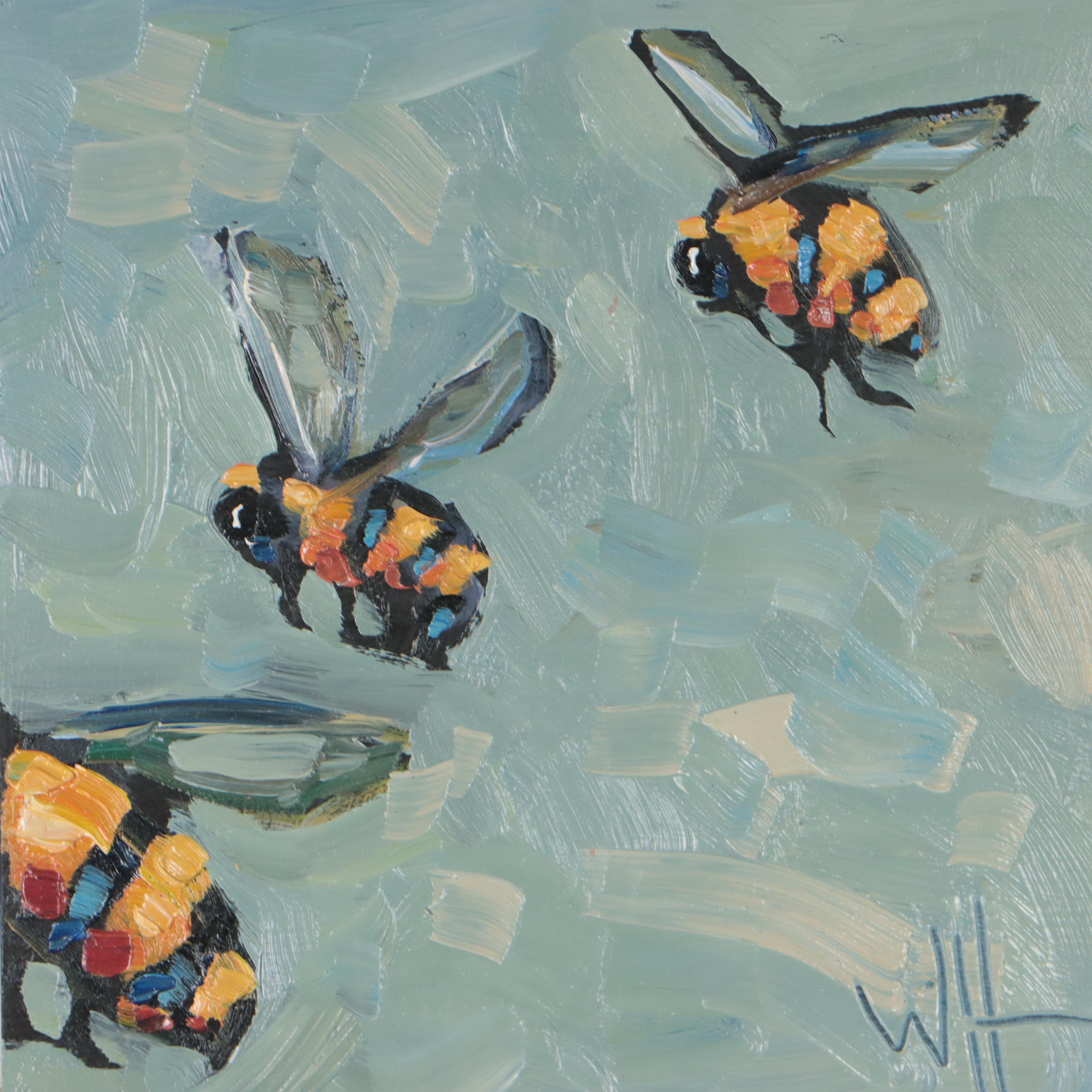 William Hawkins Oil Painting "We Three Bees," 2022