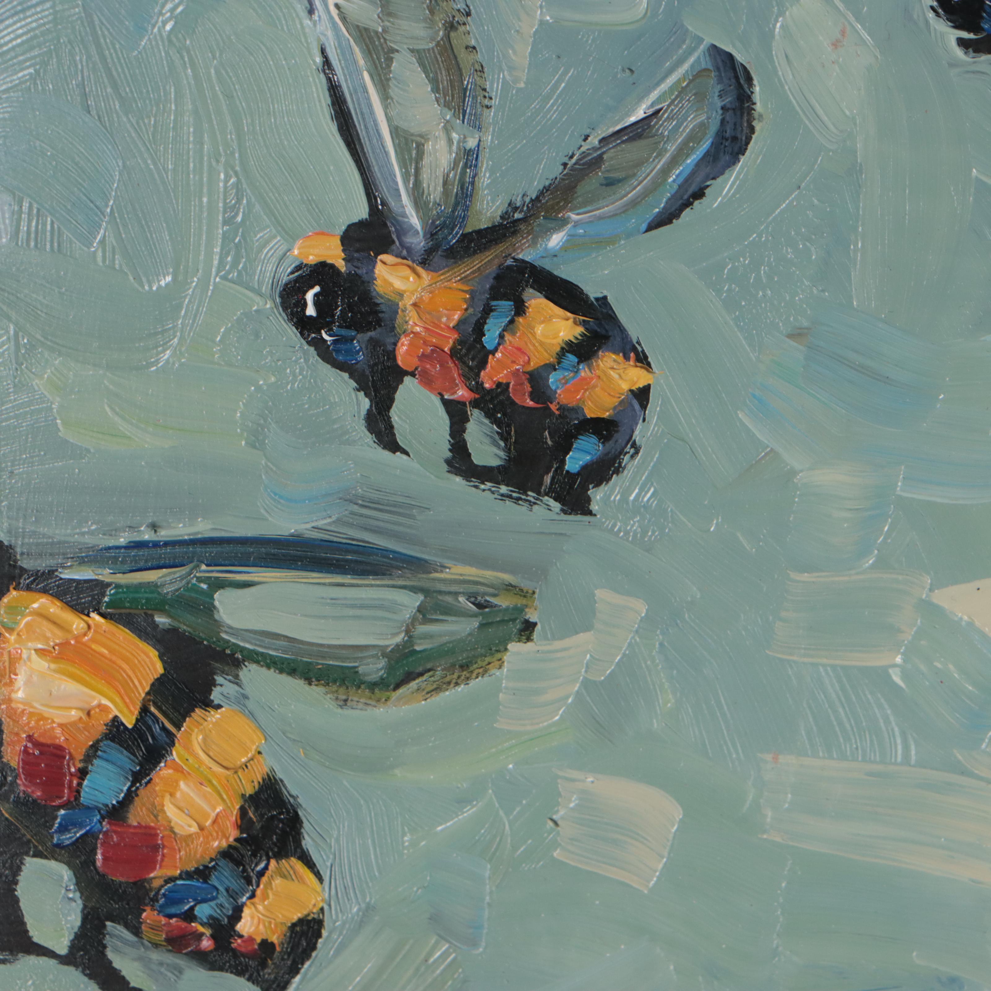 William Hawkins Oil Painting "We Three Bees," 2022