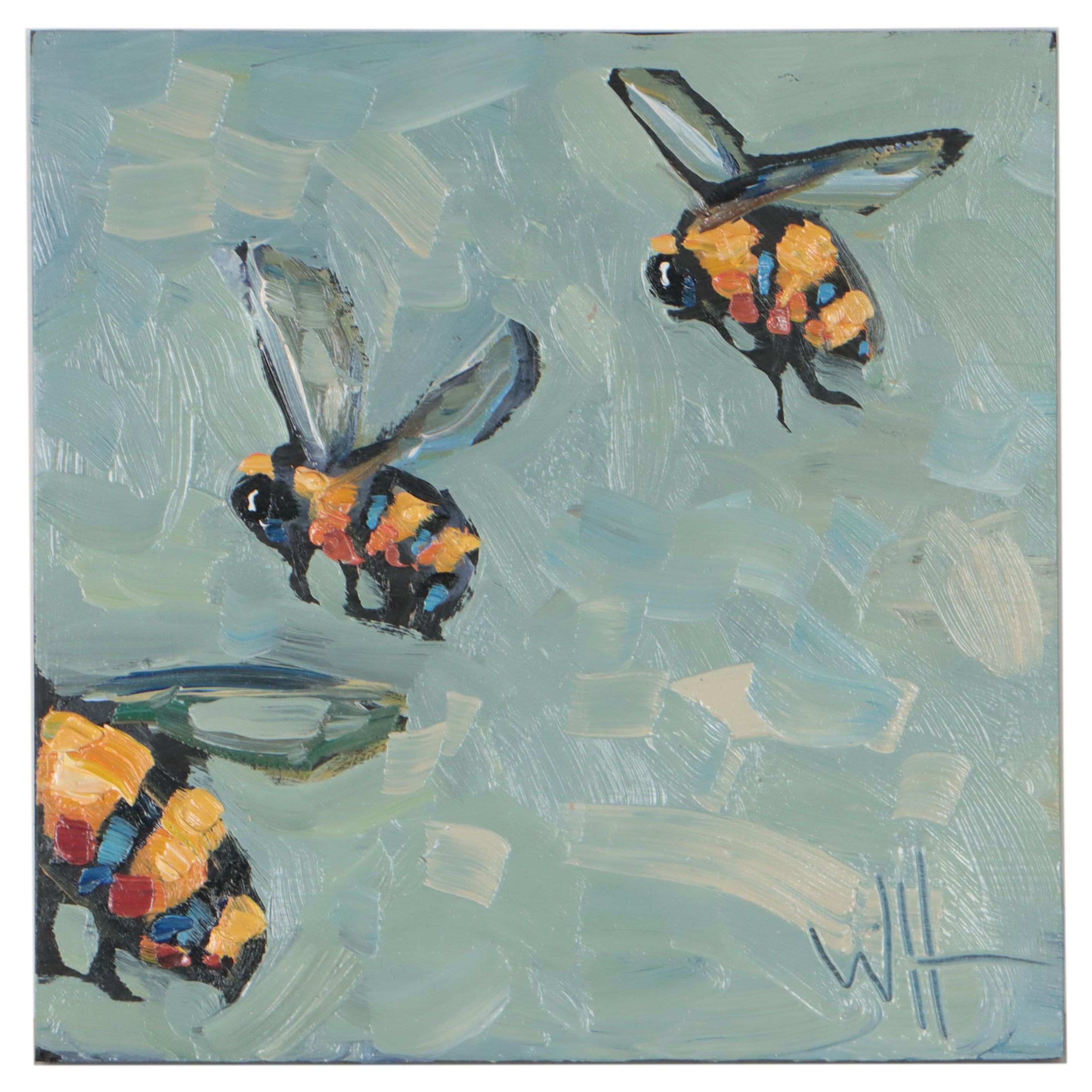 William Hawkins Oil Painting "We Three Bees," 2022