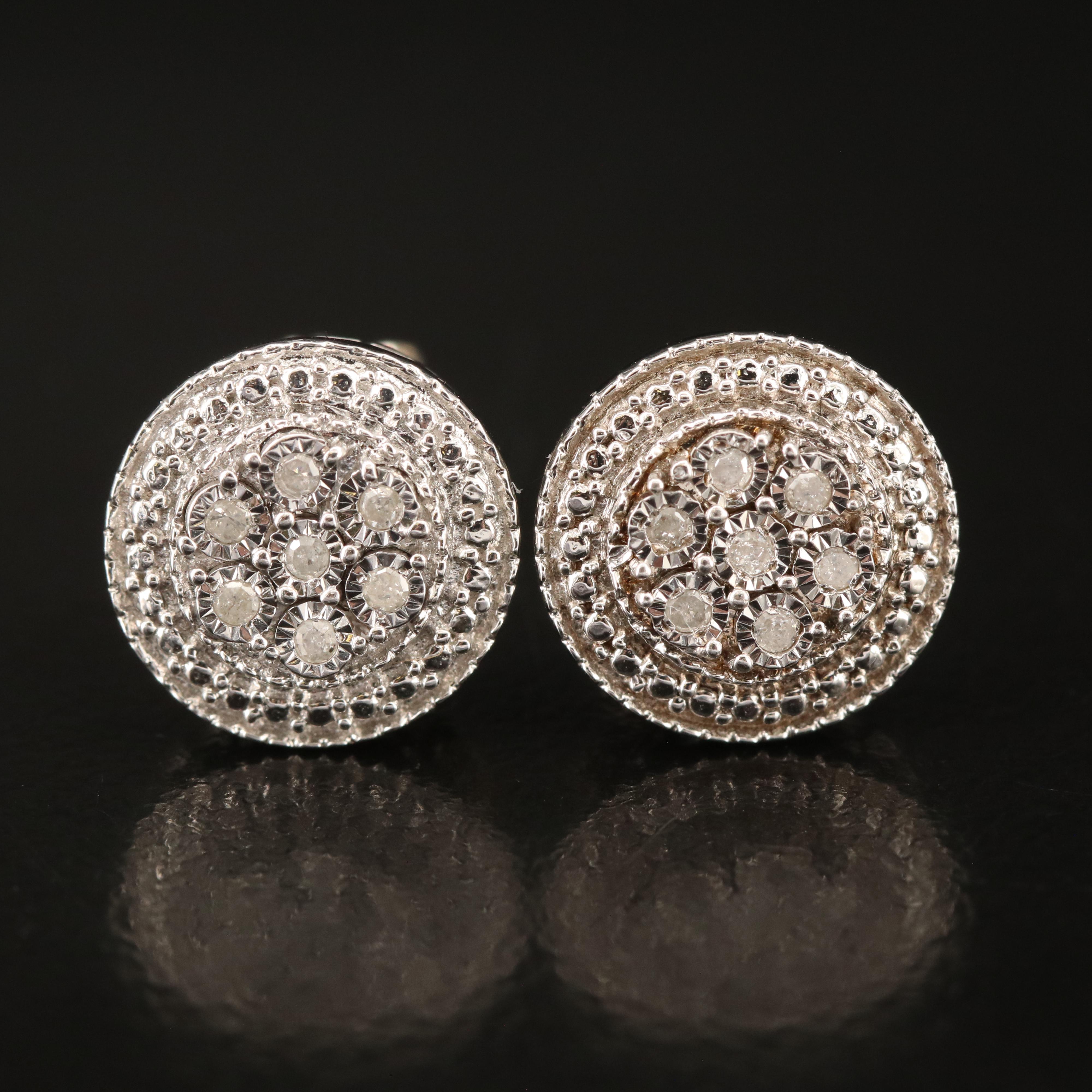 Sterling Diamond Stud Earrings