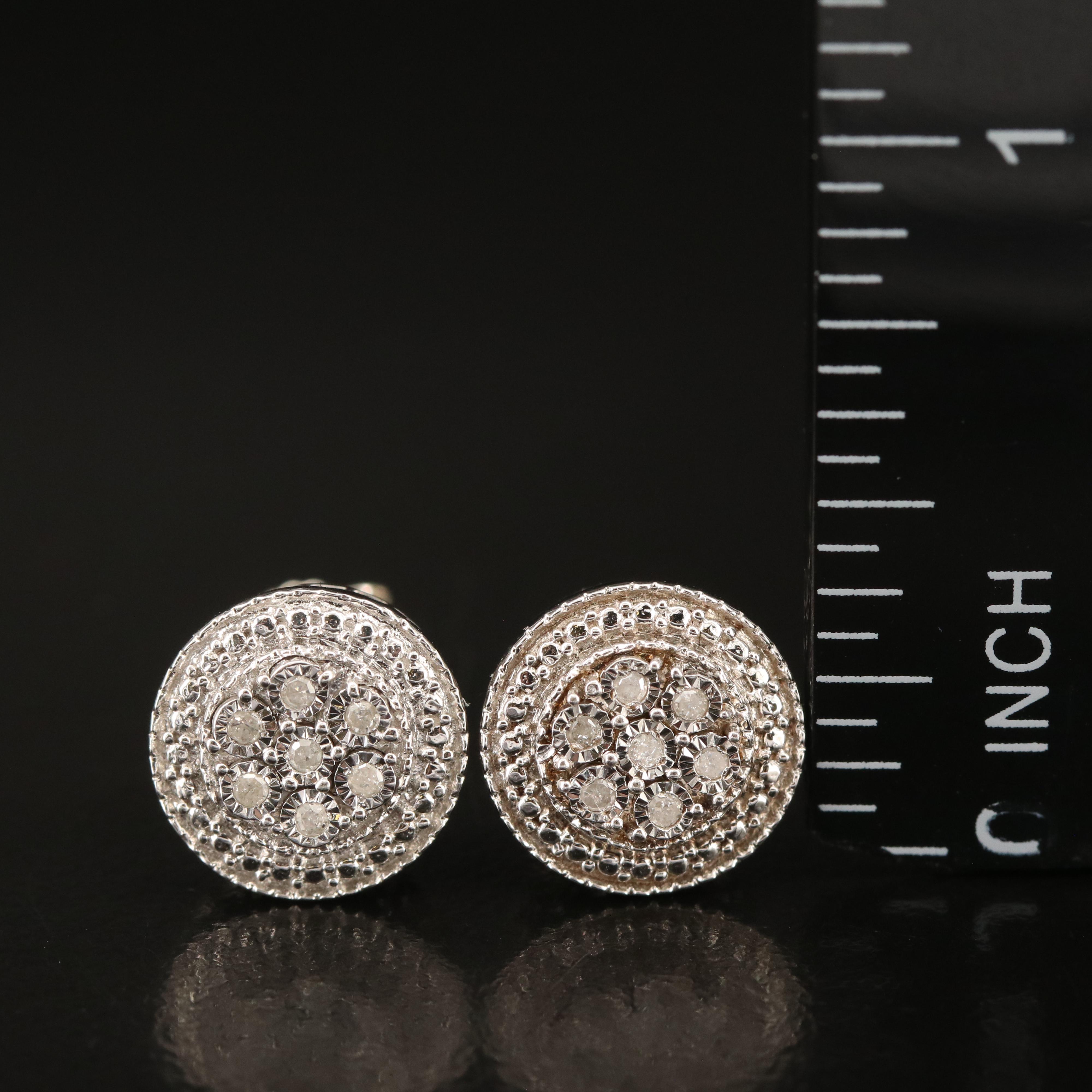 Sterling Diamond Stud Earrings
