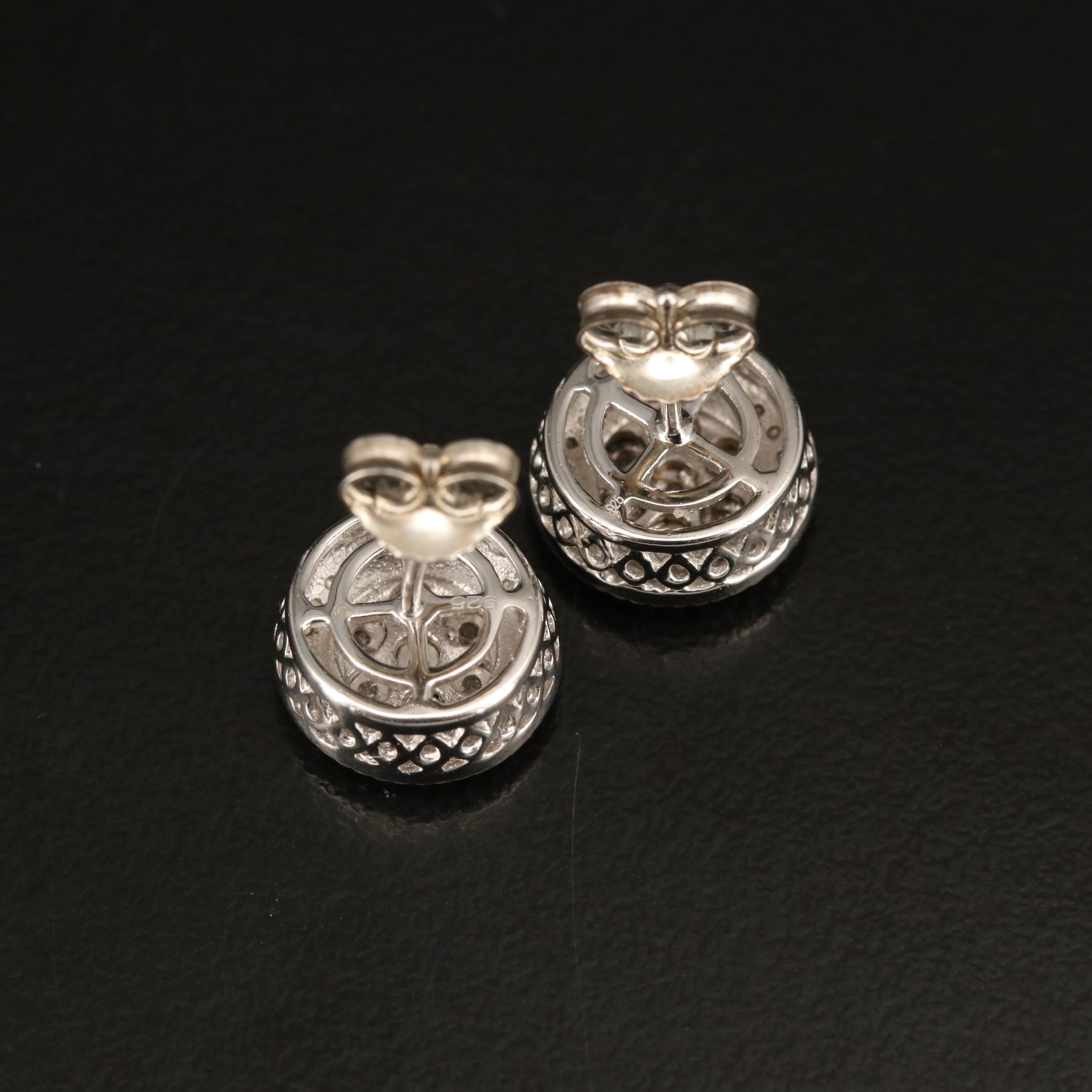 Sterling Diamond Stud Earrings