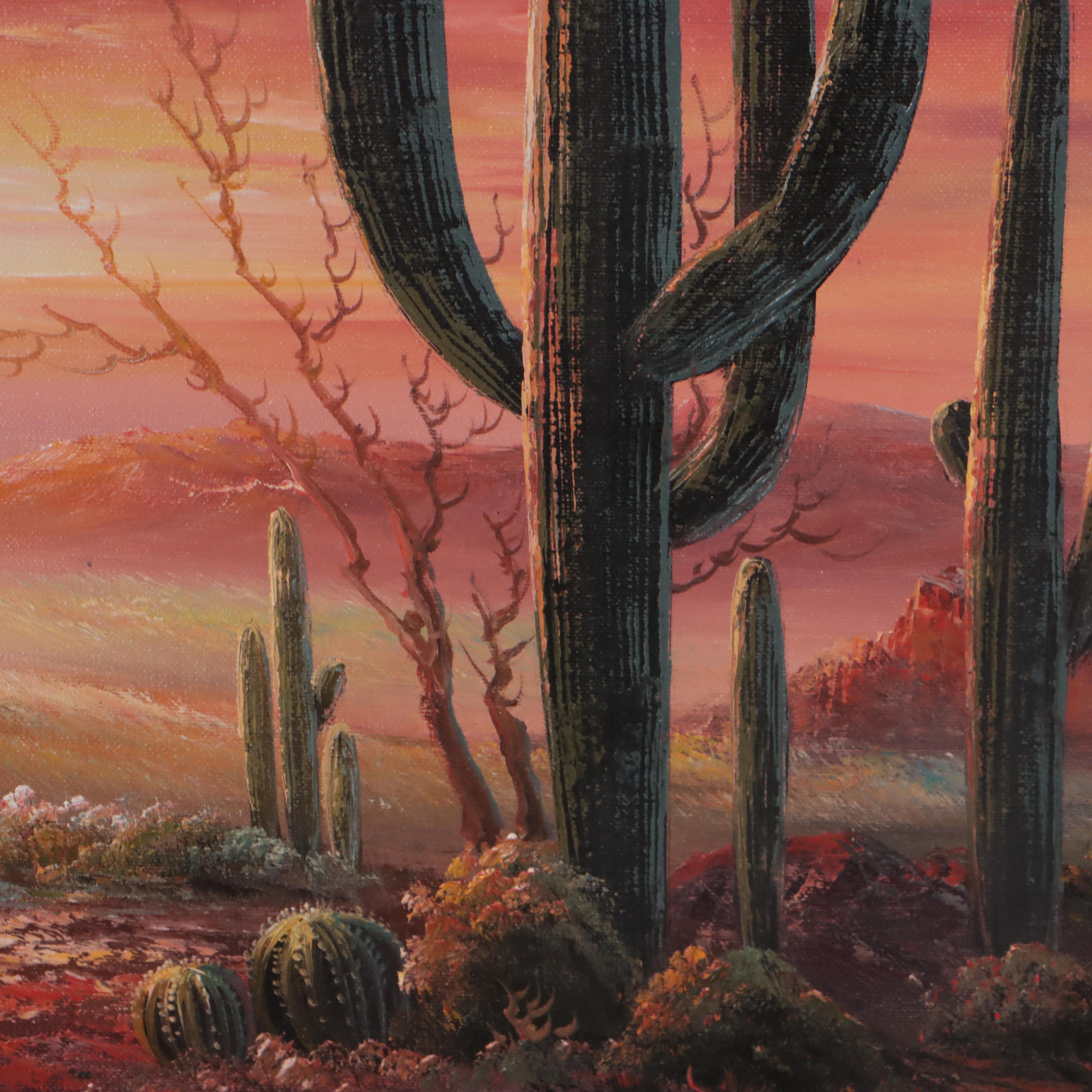 R. Dugg Desert Landscape Oil Painting