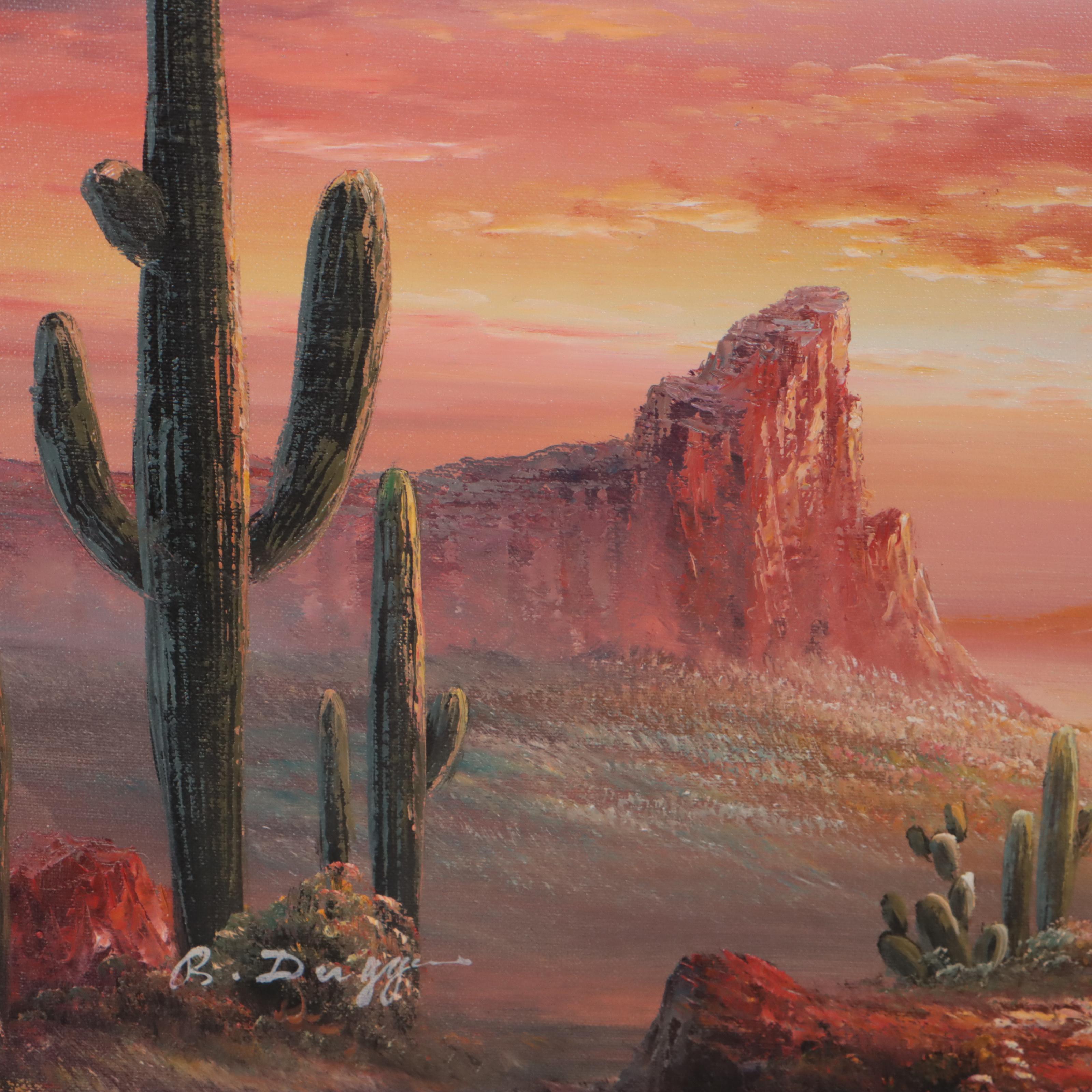 R. Dugg Desert Landscape Oil Painting