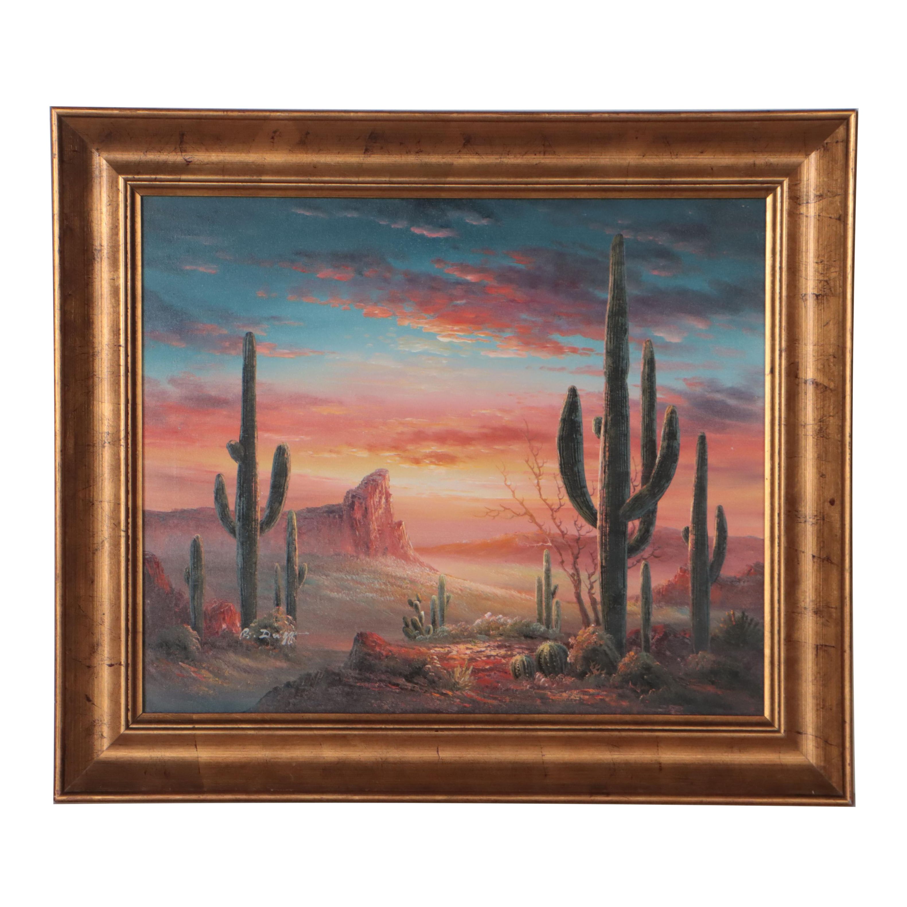 R. Dugg Desert Landscape Oil Painting