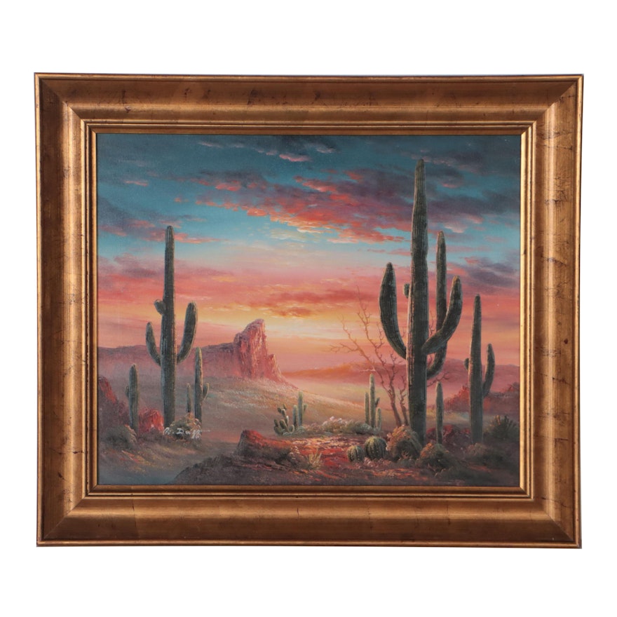 R. Dugg Desert Landscape Oil Painting
