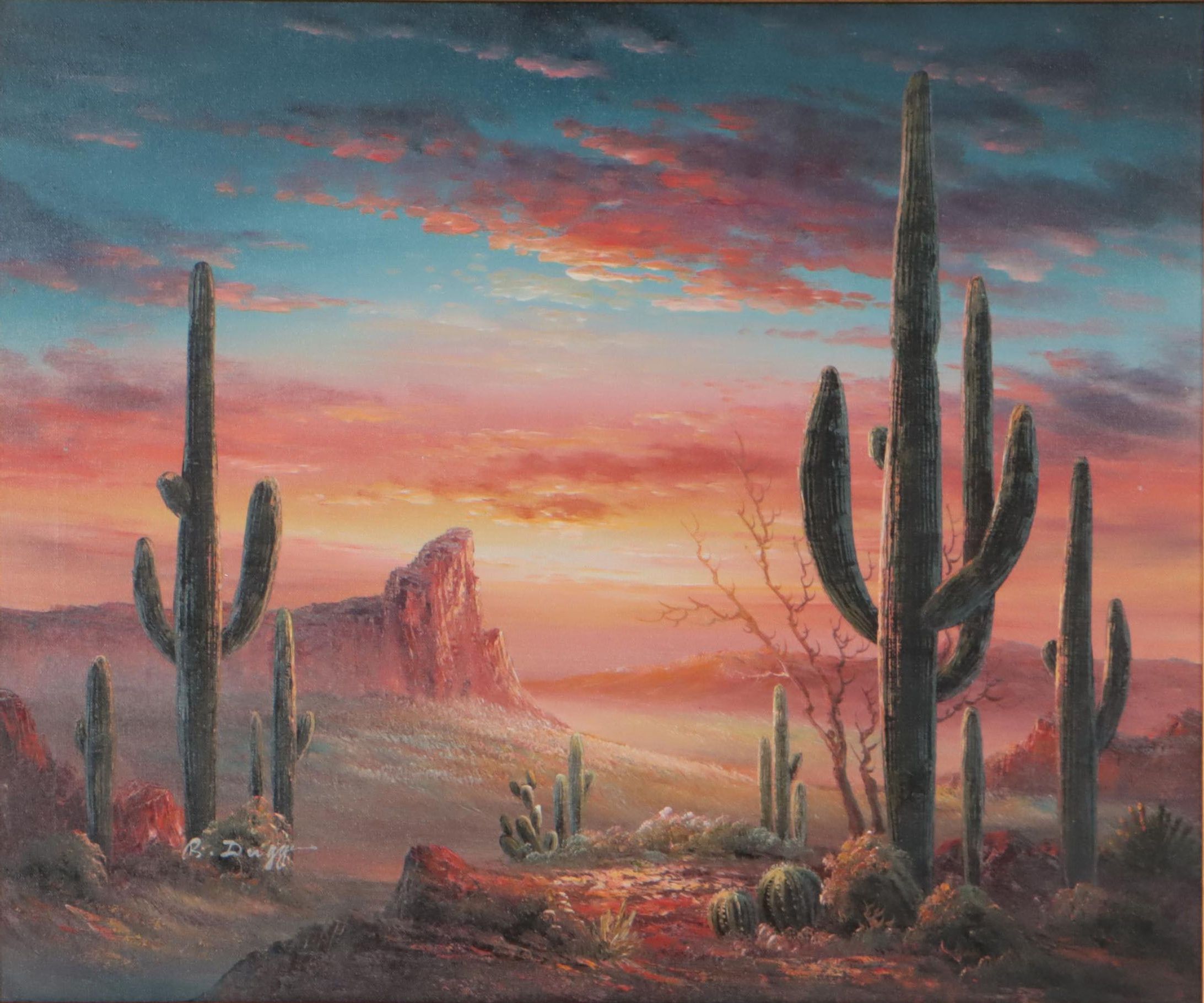 R. Dugg Desert Landscape Oil Painting