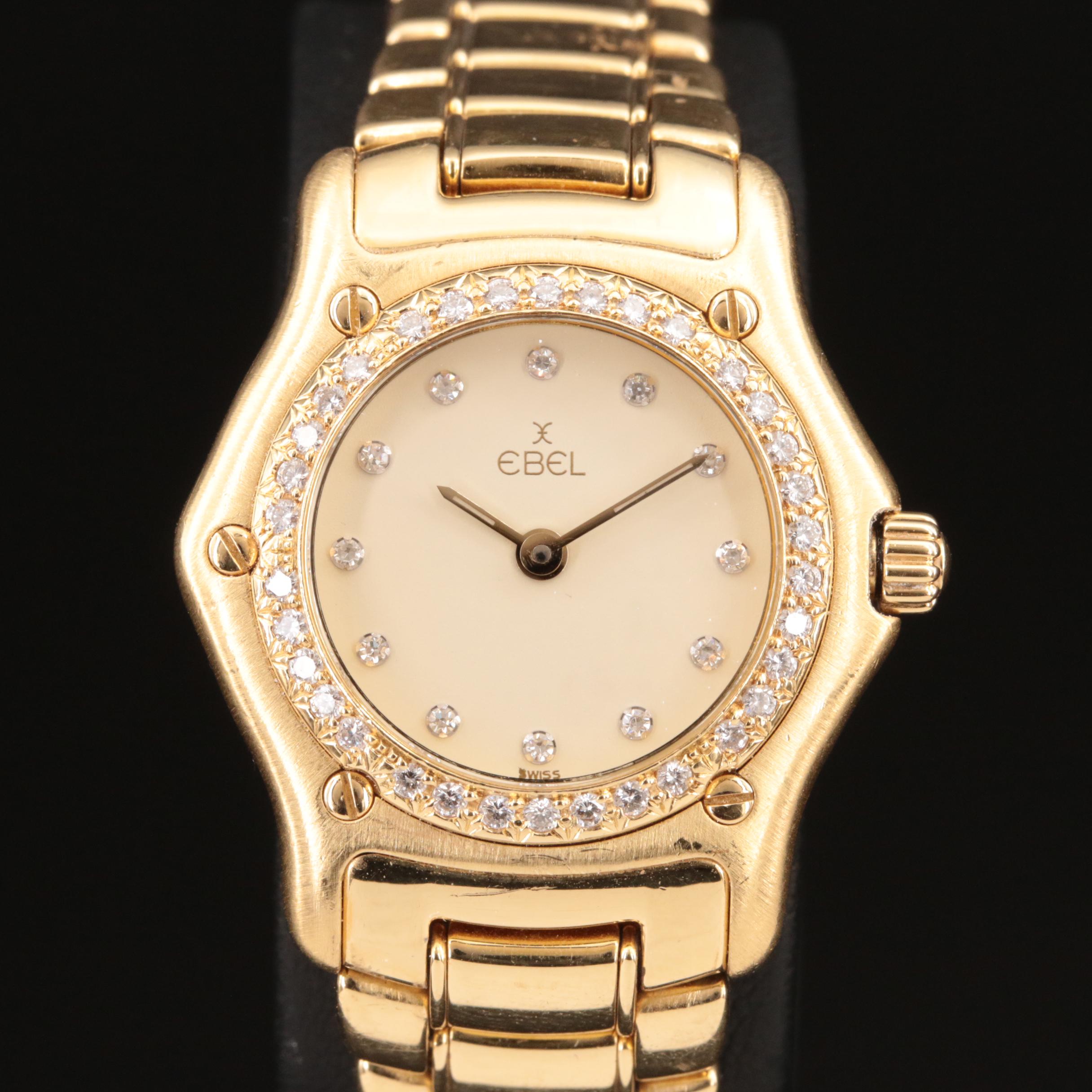 18K Ebel 1911 Diamond Dial and Bezel Quartz Watch