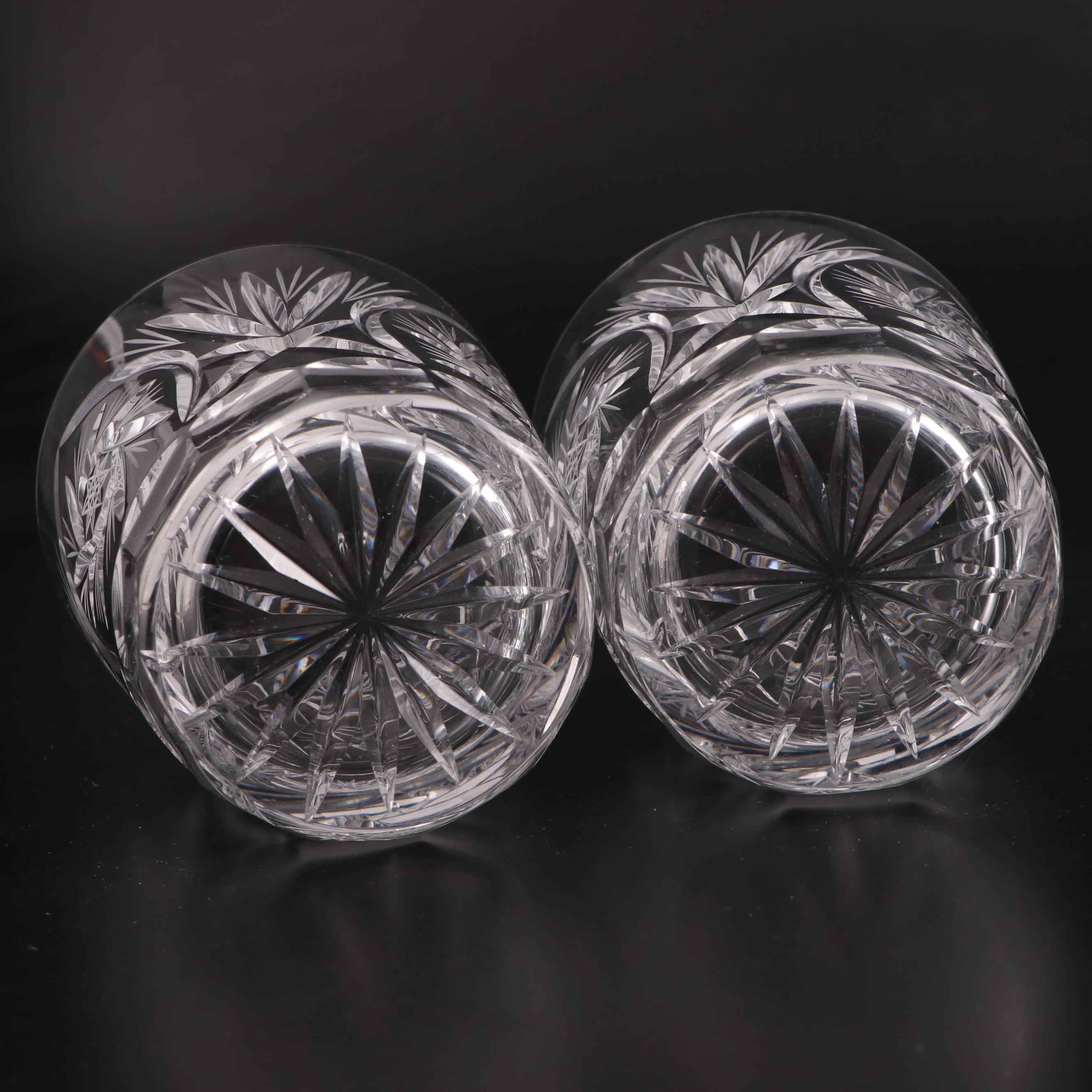 American Cut "Eleanor" Old Fashioned Glasses with Other Glass Tableware