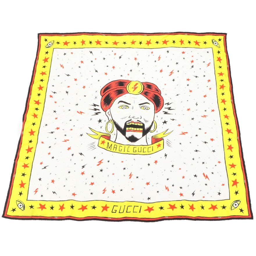 Gucci x Sergio Mora "Magic Gucci" Scarf 90 in Silk Twill