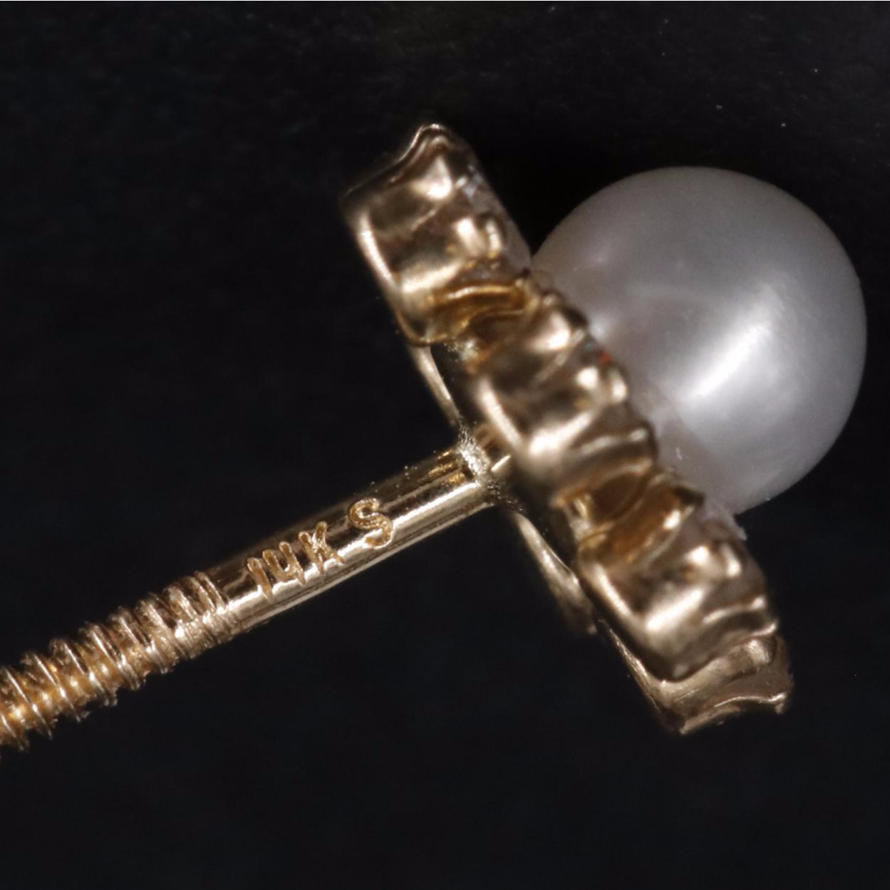 14K Pearl and Cubic Zirconia Halo Stud Earrings