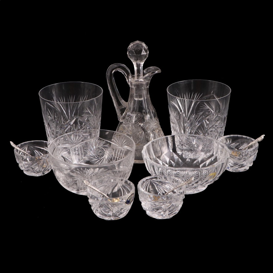 American Cut "Eleanor" Old Fashioned Glasses with Other Glass Tableware