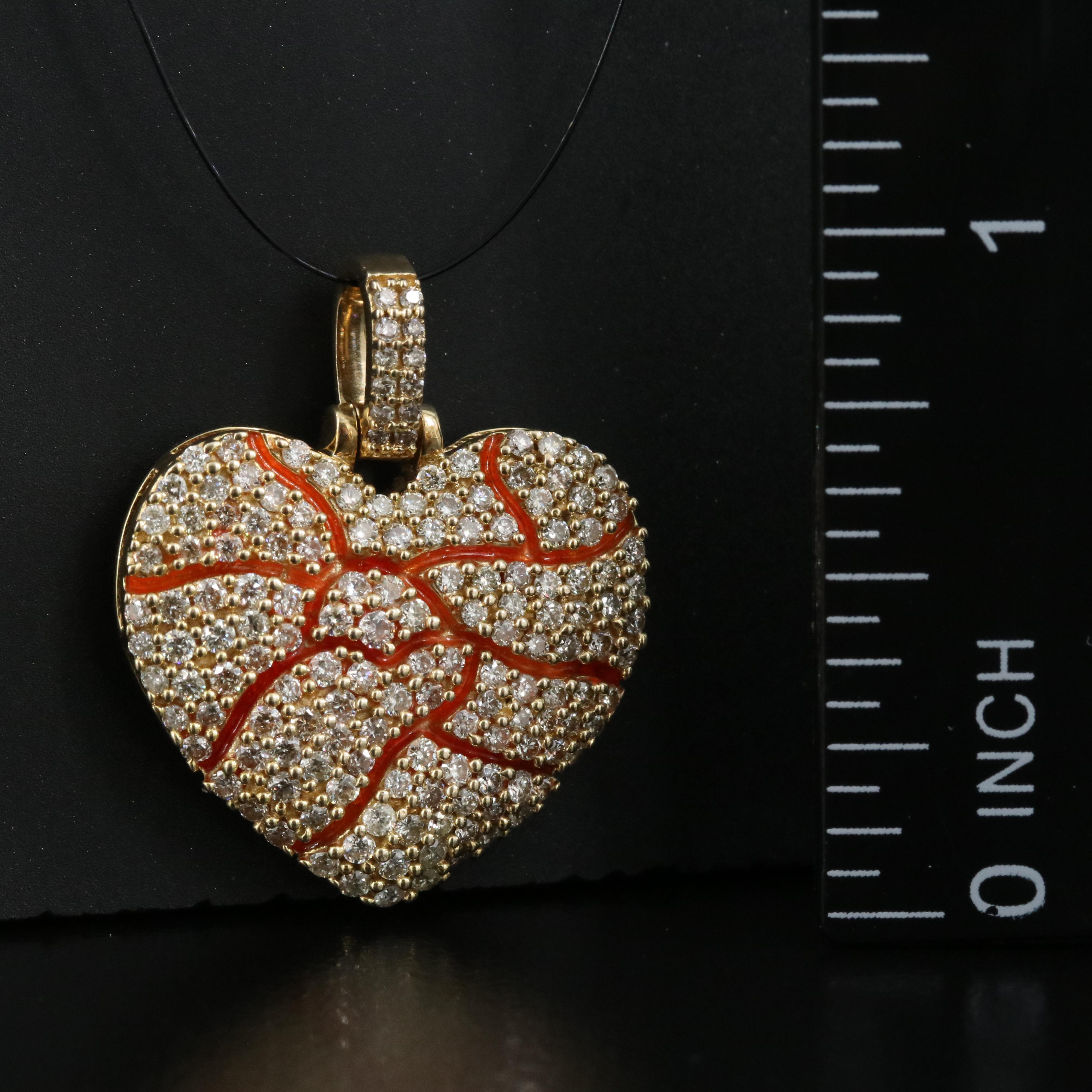 10K 1.00 CTW Diamond and Enamel Heart Pendant