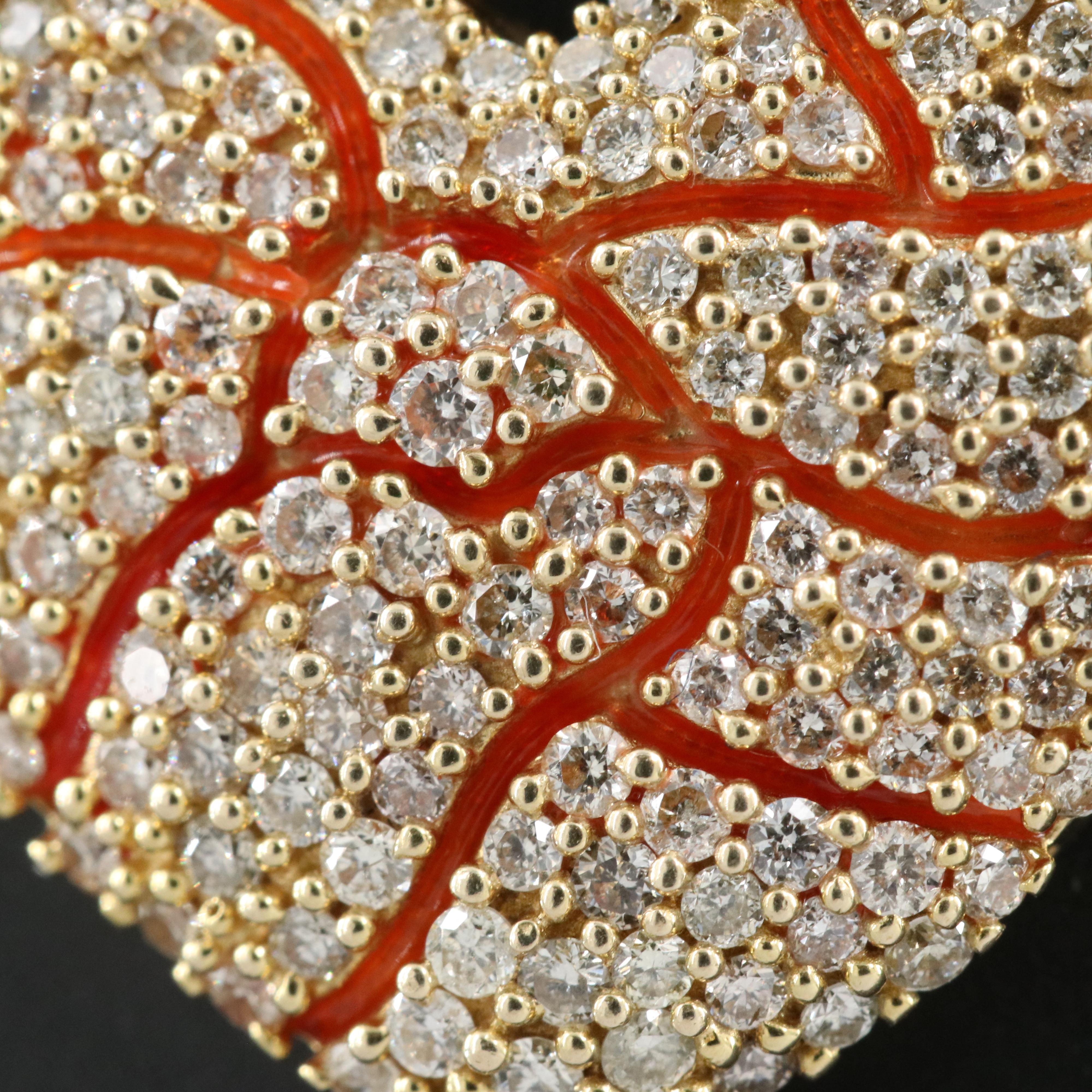 10K 1.00 CTW Diamond and Enamel Heart Pendant