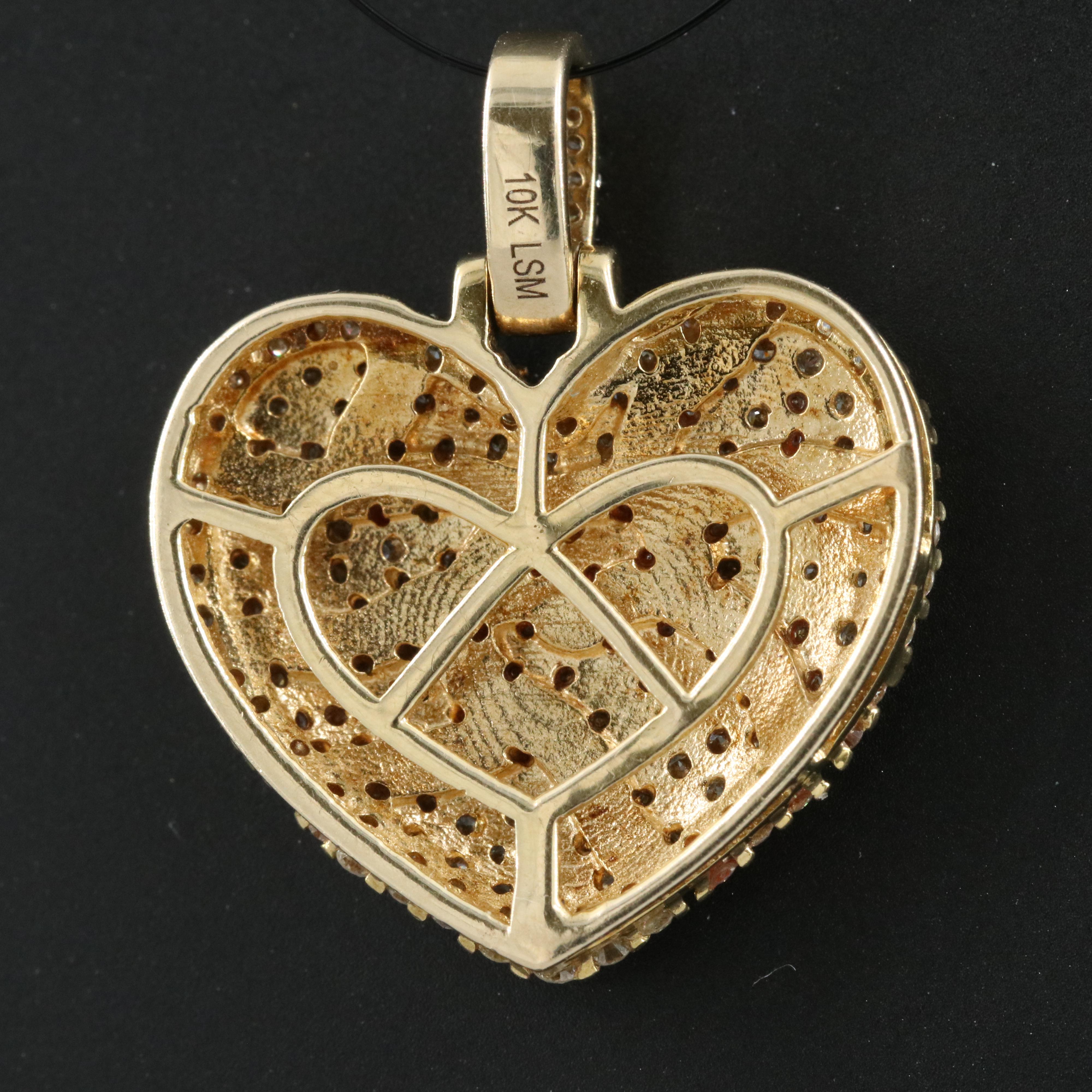 10K 1.00 CTW Diamond and Enamel Heart Pendant