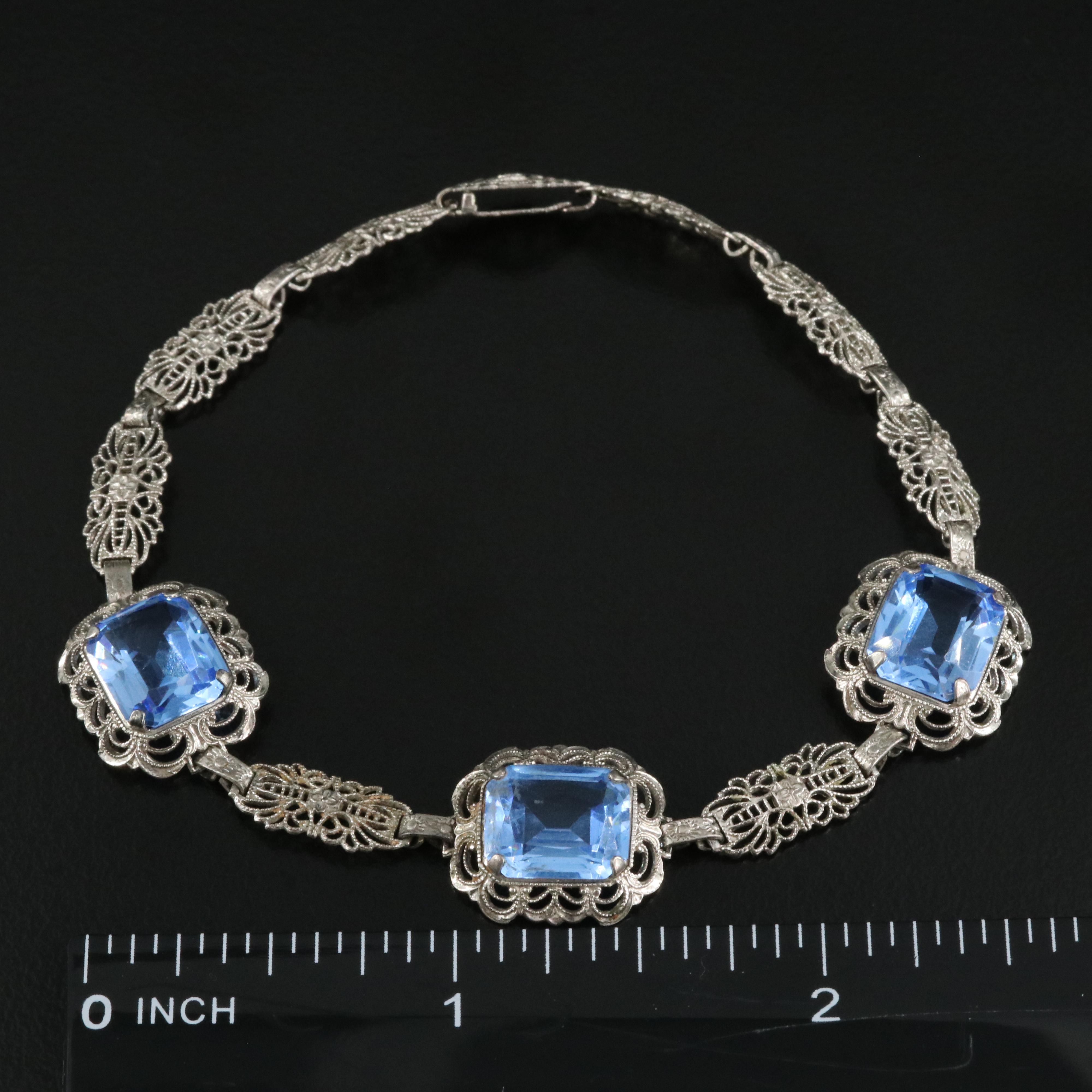 Vintage Sterling Glass Bracelet