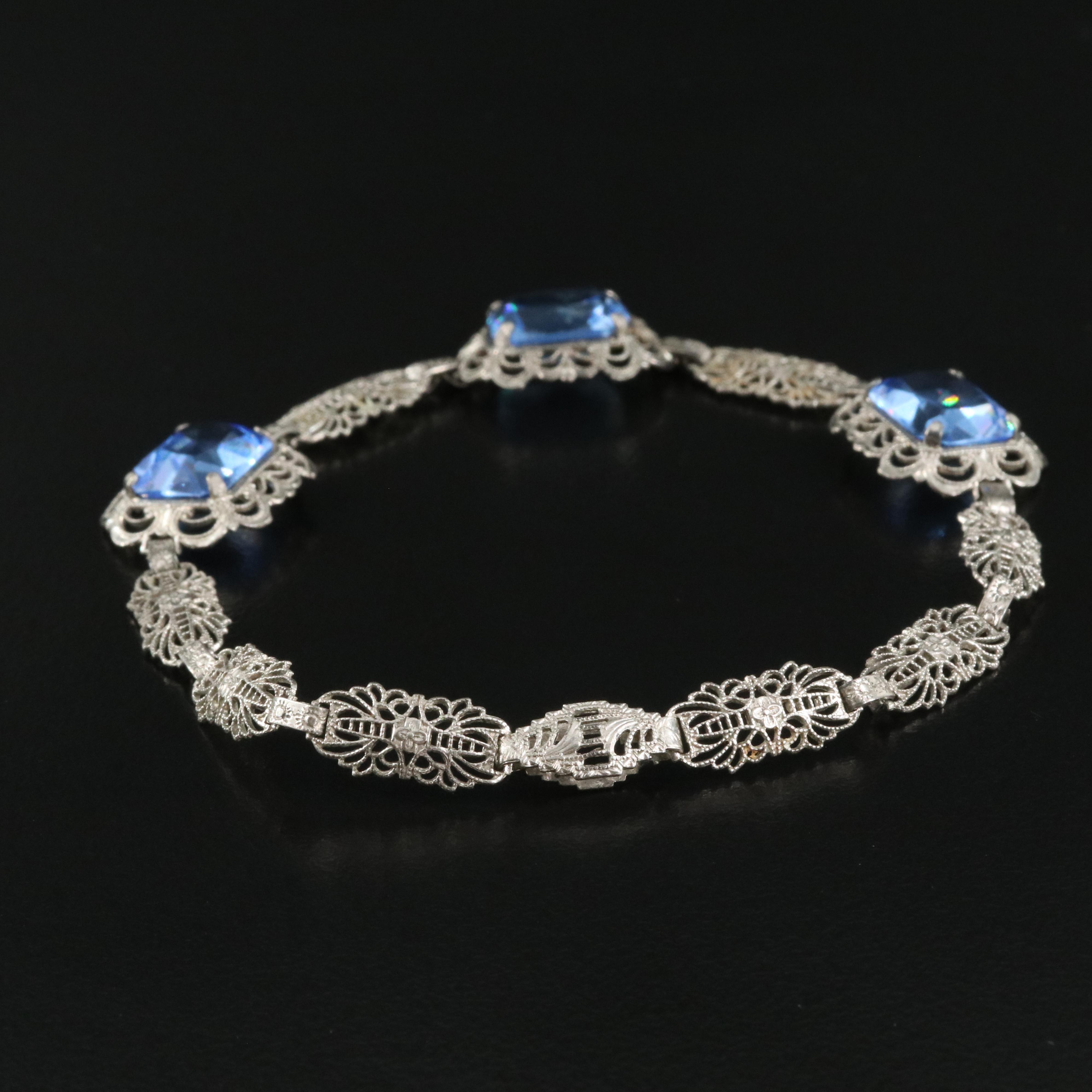 Vintage Sterling Glass Bracelet
