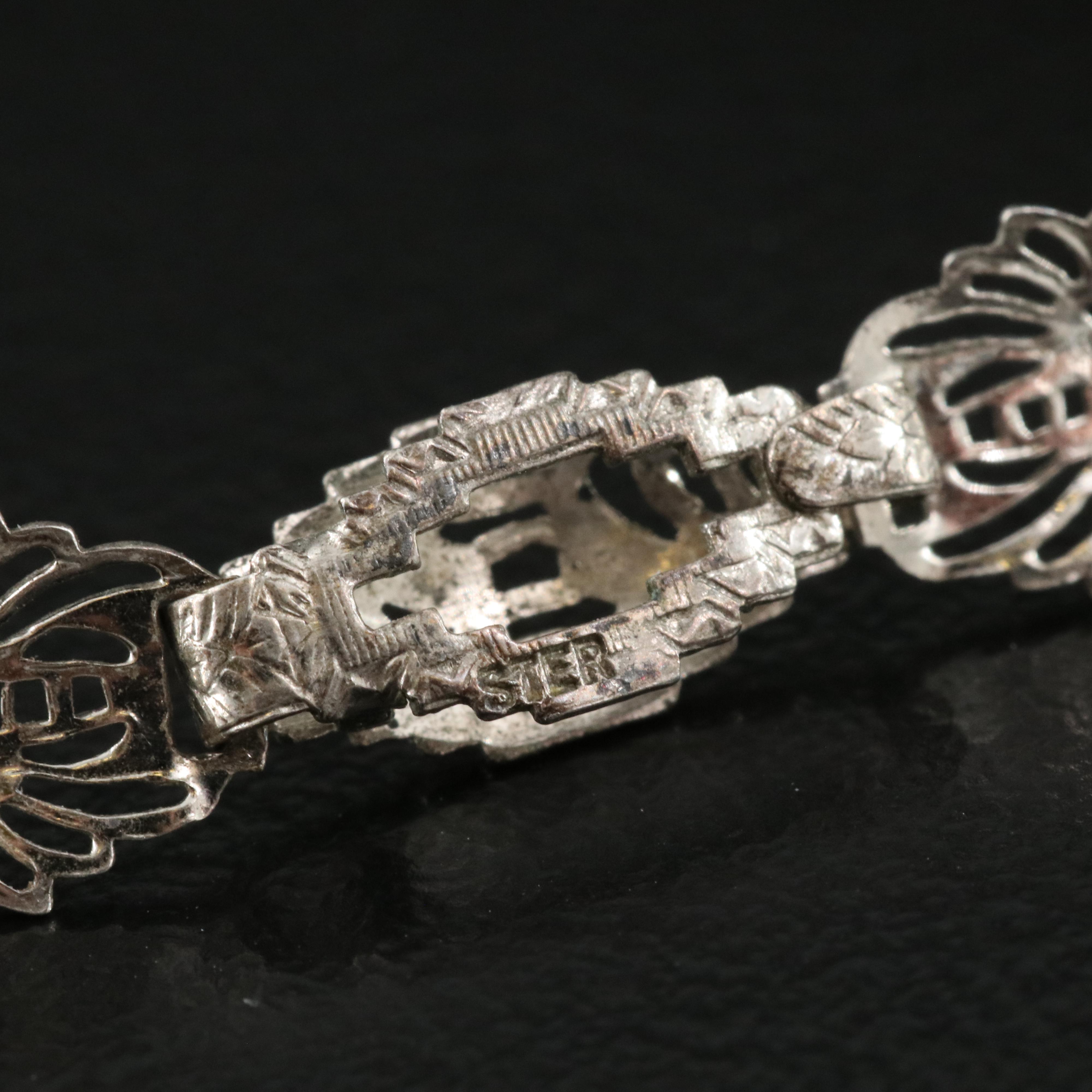 Vintage Sterling Glass Bracelet