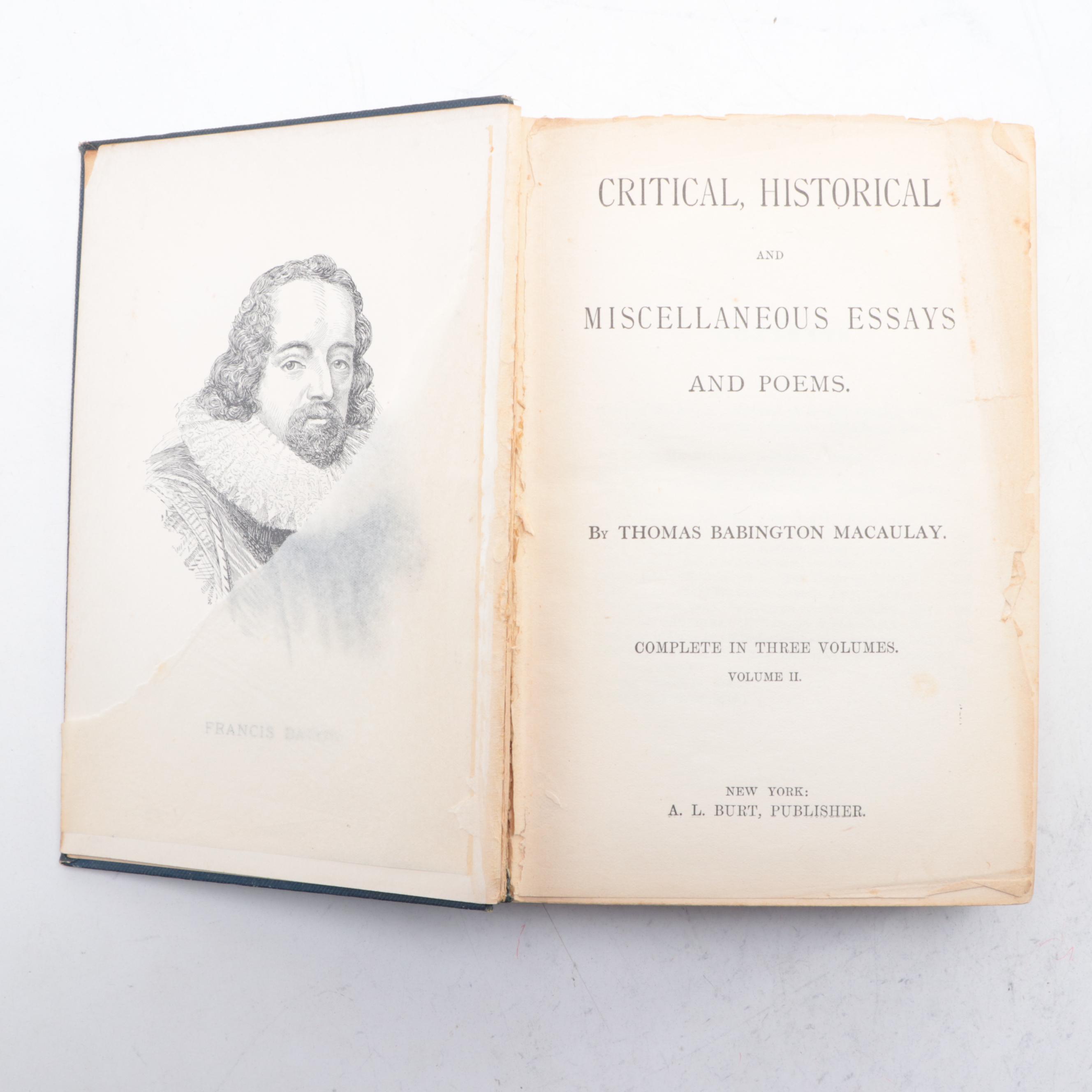 "Essays and Poems" Partial Set by Thomas Babington Macaulay and More Books