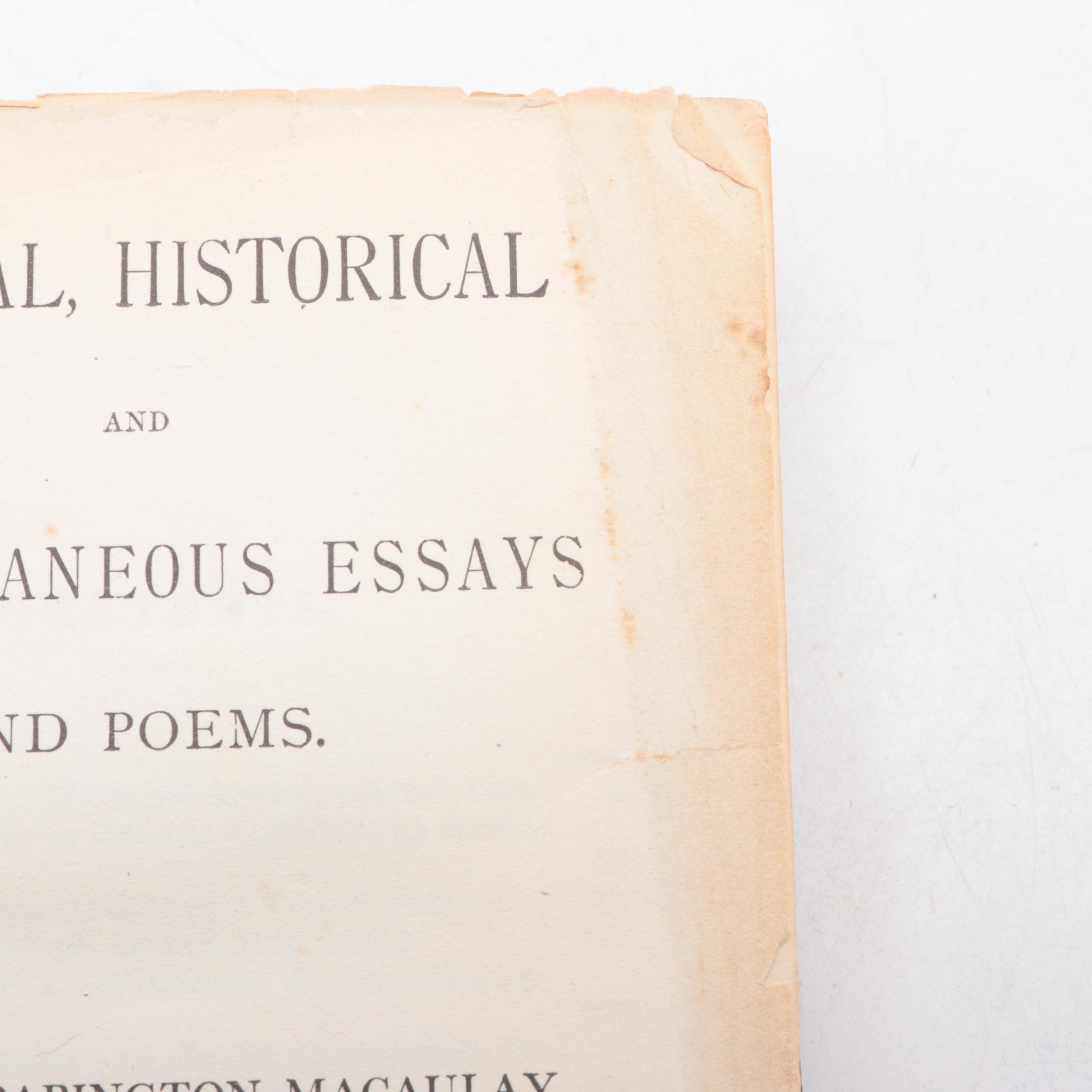 "Essays and Poems" Partial Set by Thomas Babington Macaulay and More Books