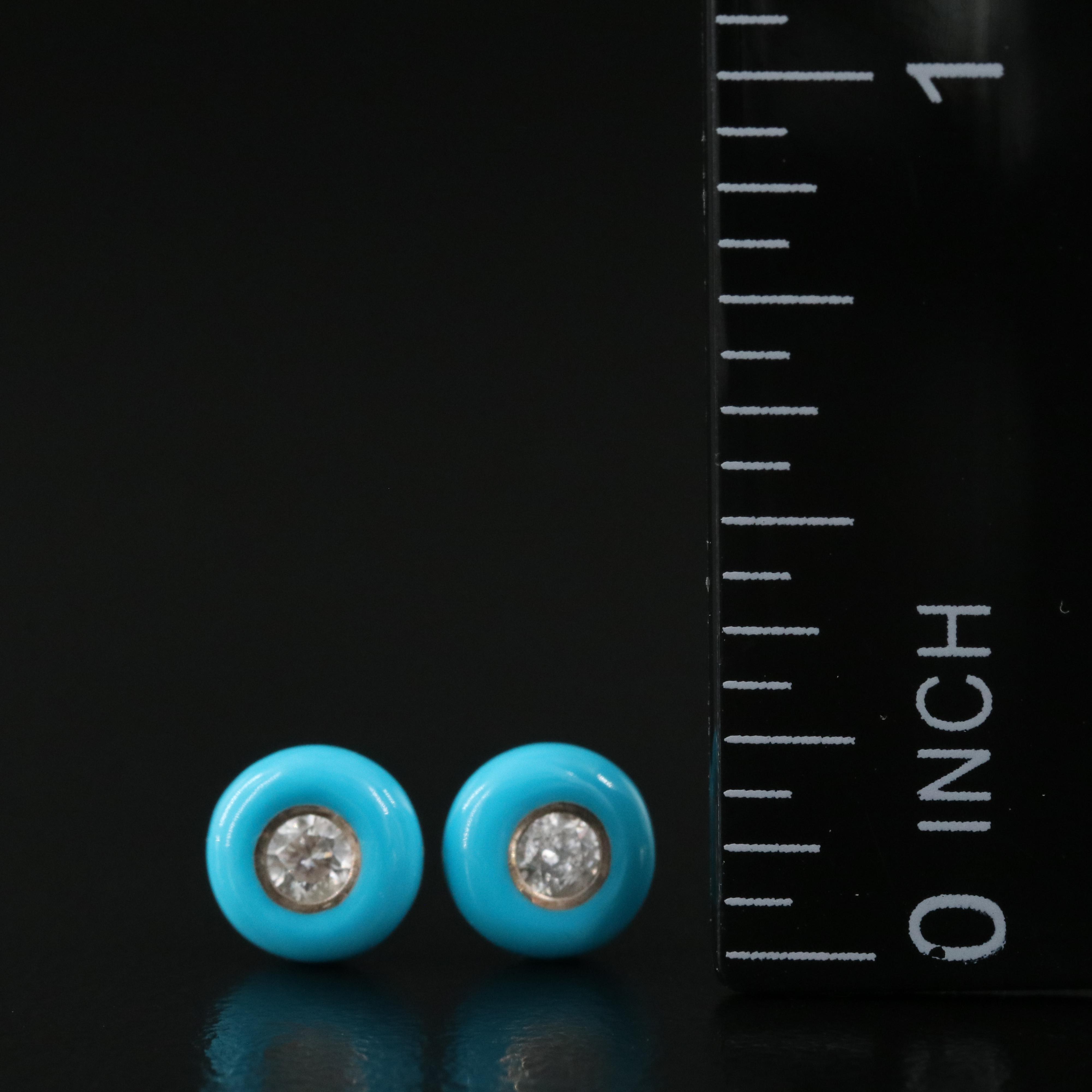 Ippolita "Stardust" Sterling Turquoise and Diamond Stud Earrings