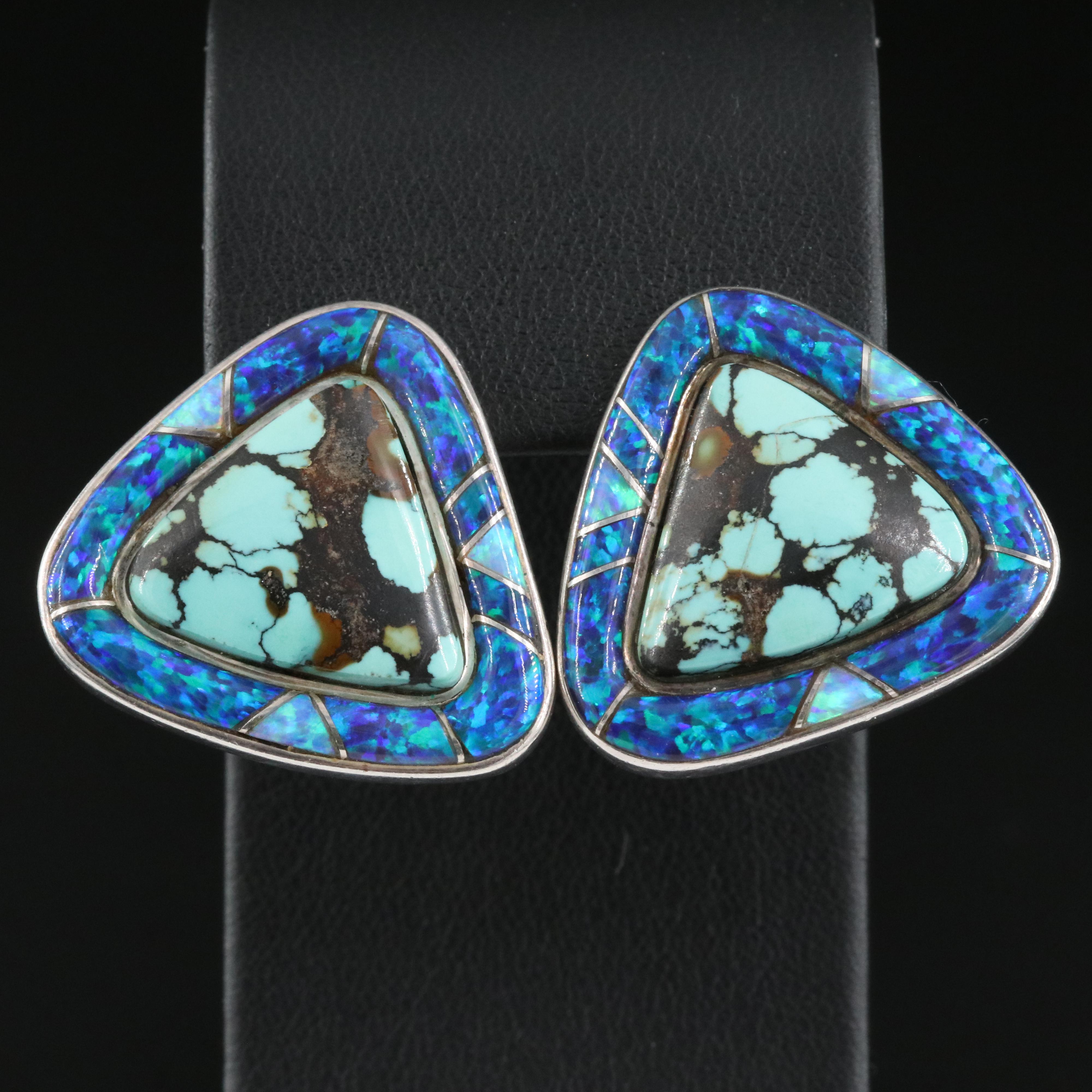 Sajen Sterling Turquoise and Opal Earrings