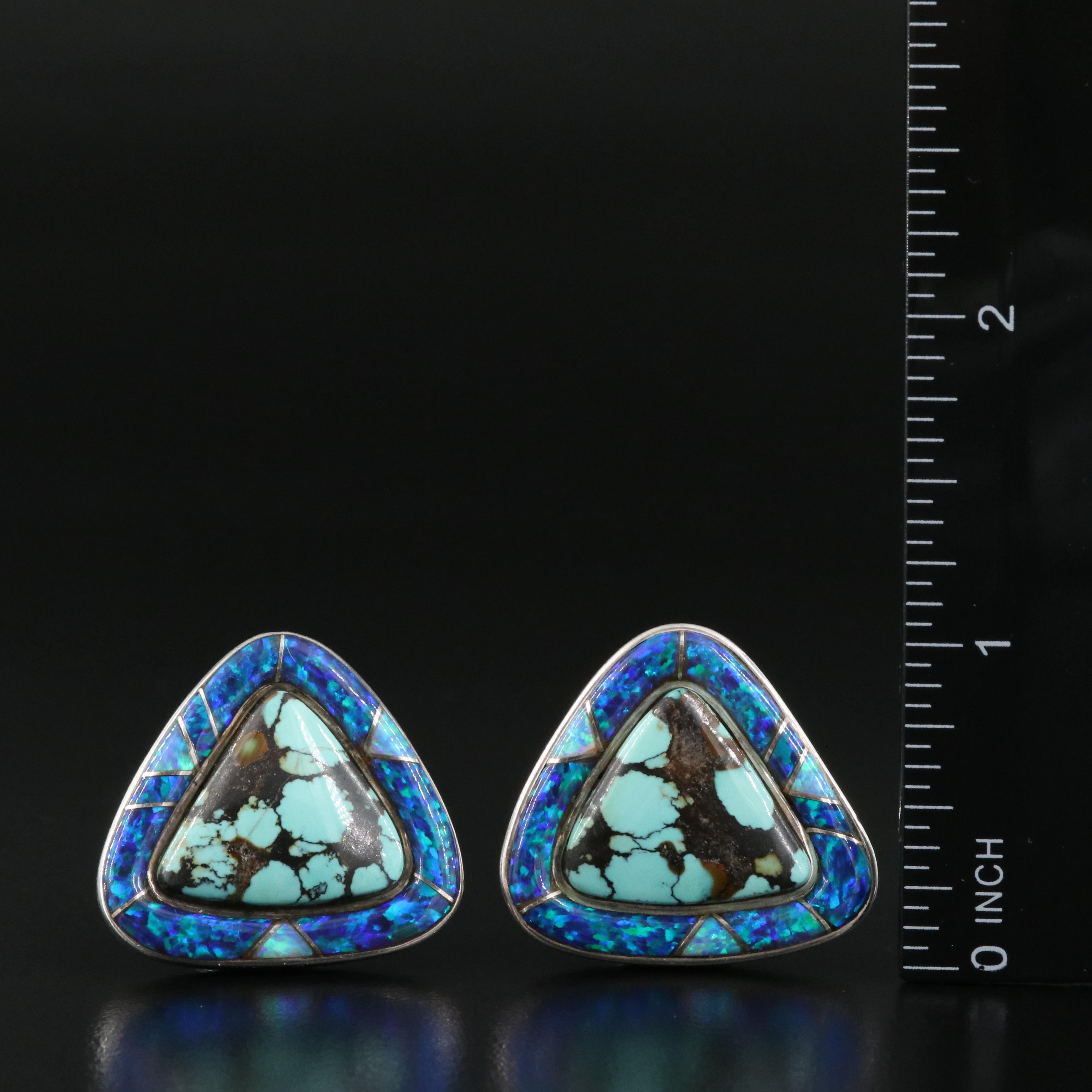 Sajen Sterling Turquoise and Opal Earrings