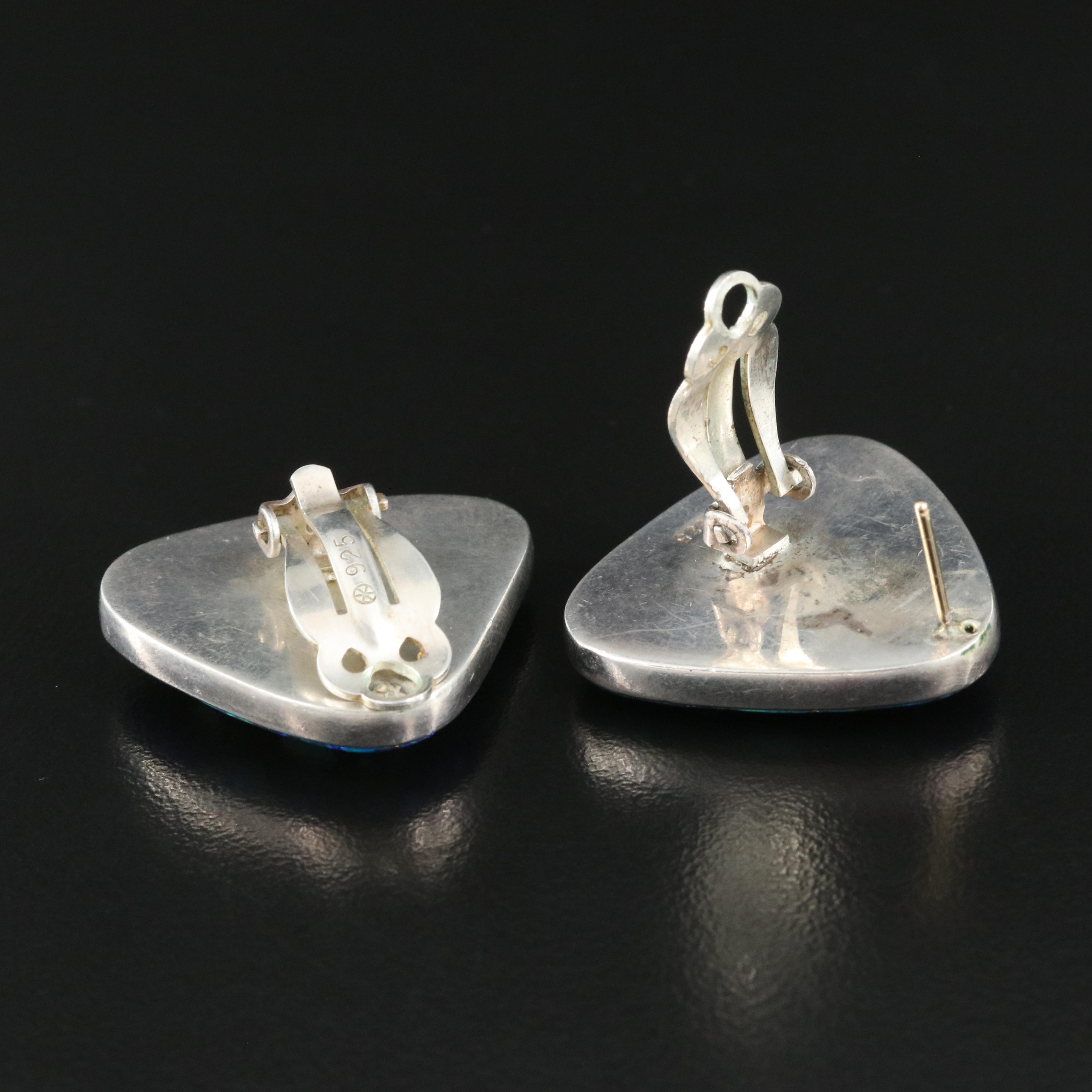 Sajen Sterling Turquoise and Opal Earrings