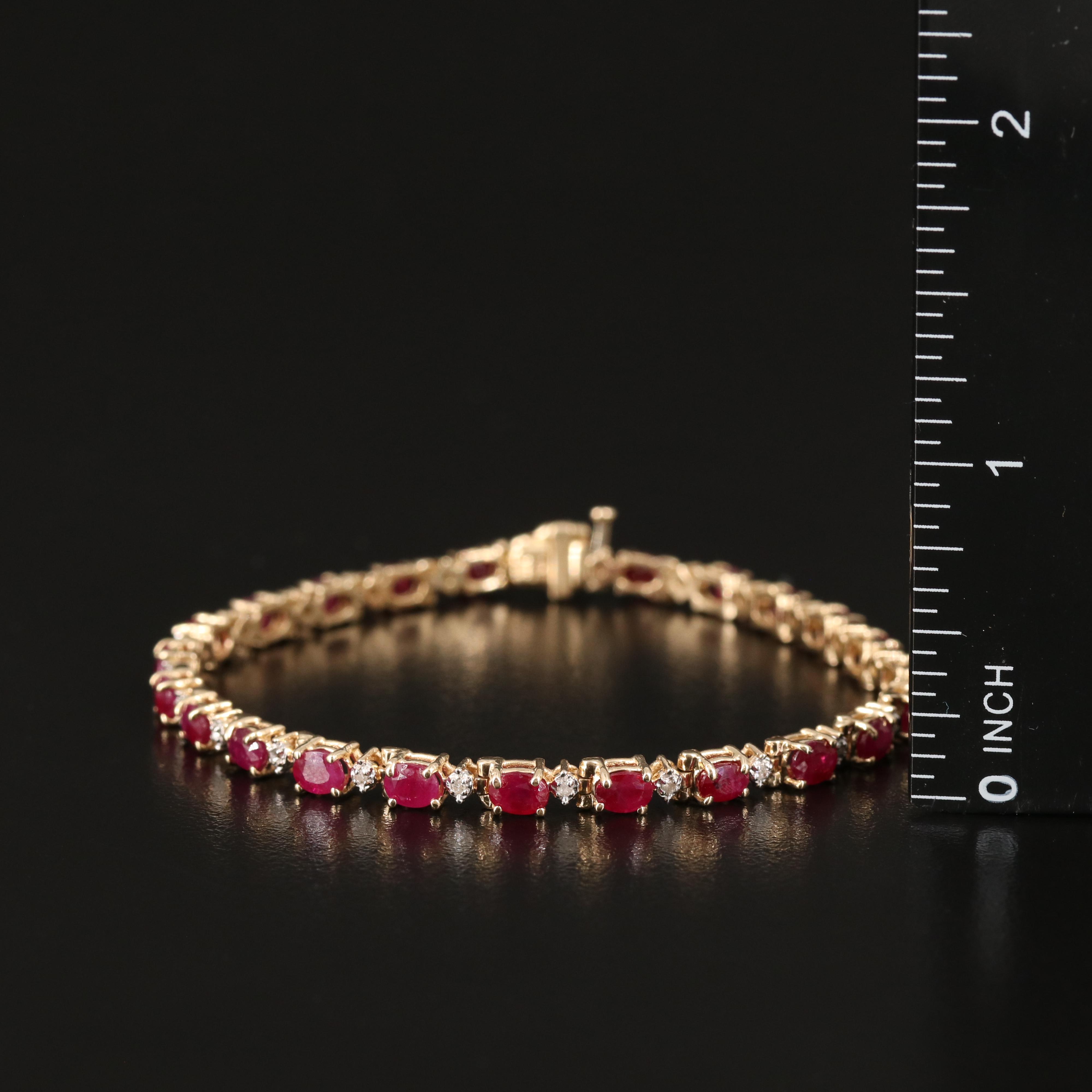 14K Ruby and Diamond Line Bracelet