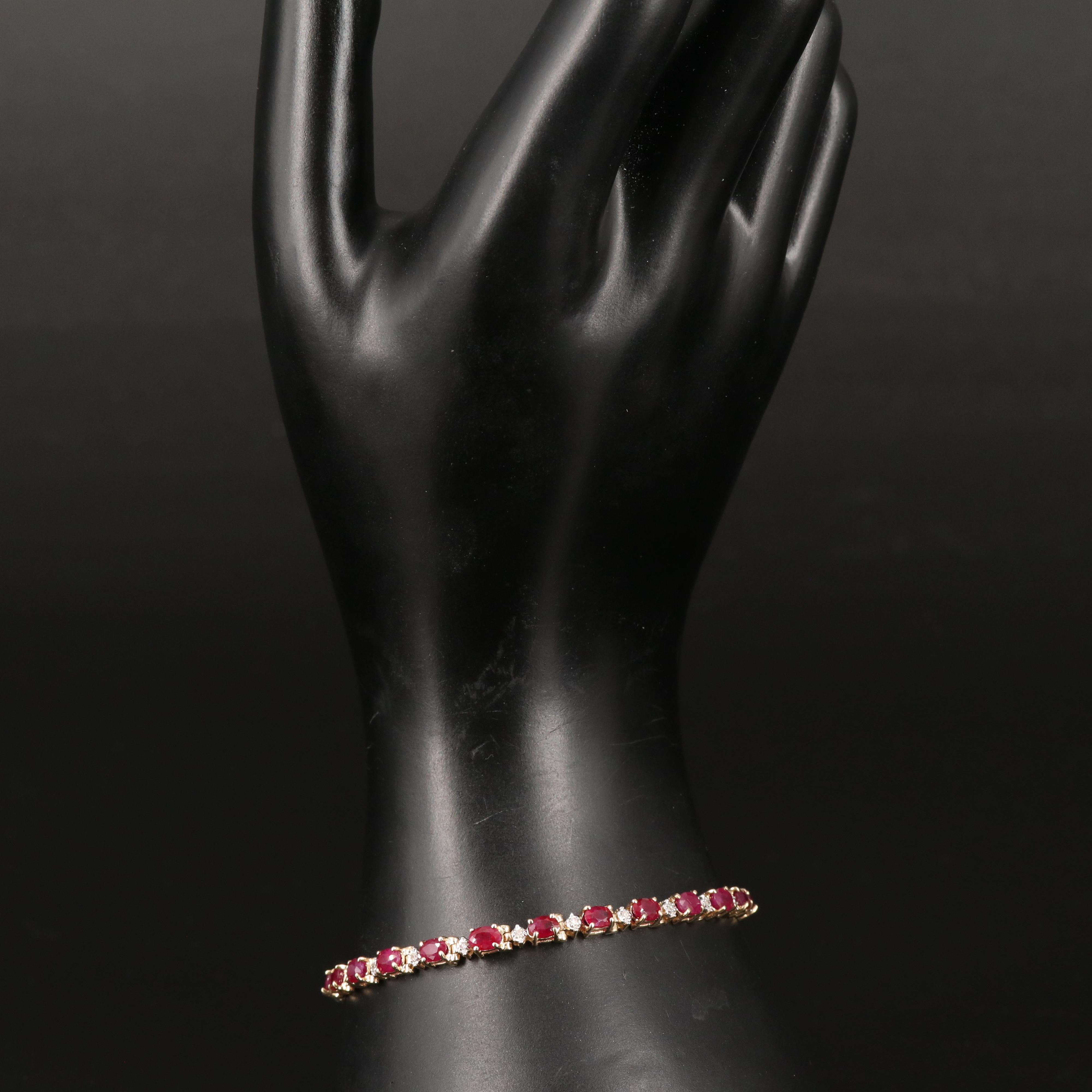 14K Ruby and Diamond Line Bracelet